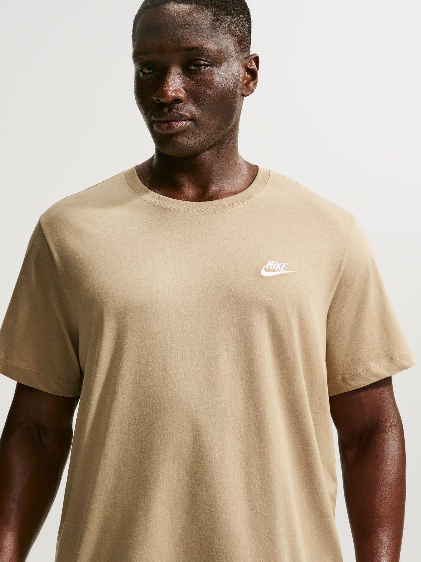 Nike Mens Sportswear Club Left Chest Logo T-Shirt - Beige