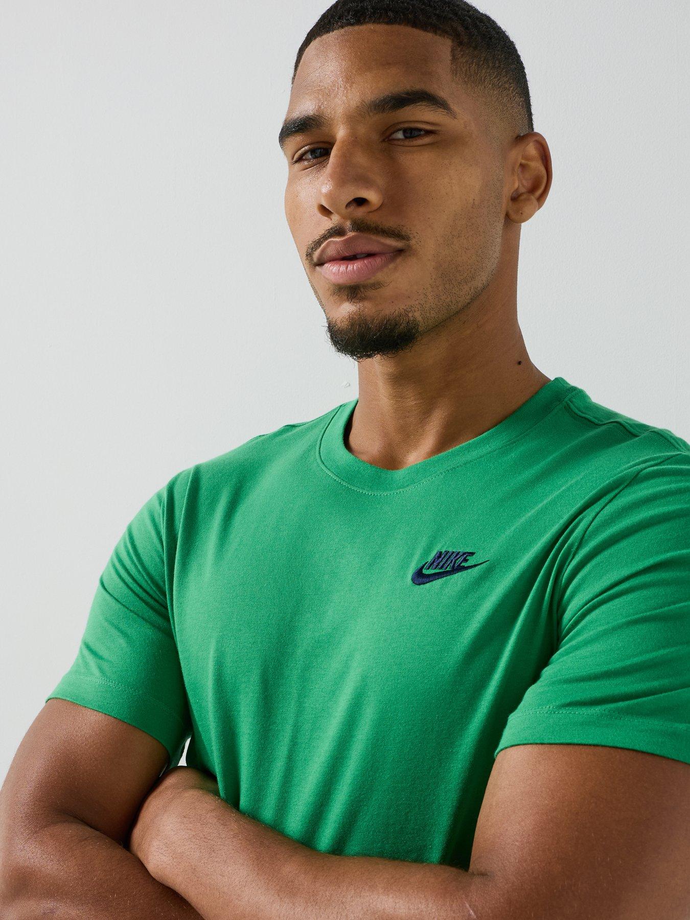 Image 4 of 4 of Nike Mens Sportswear Club Left Chest Logo T-Shirt - Green