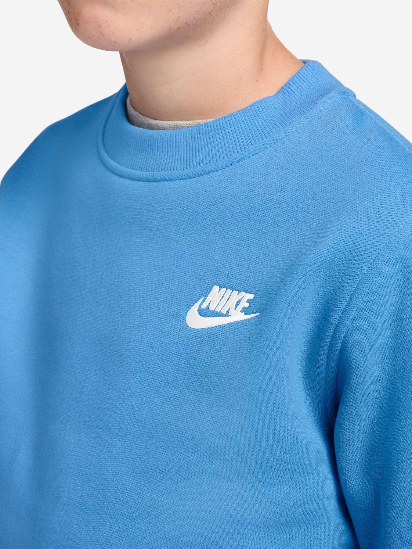 Image 3 of 3 of Nike Big Kids' Club Fleece Crew Neck Sweatshirt - Light Blue