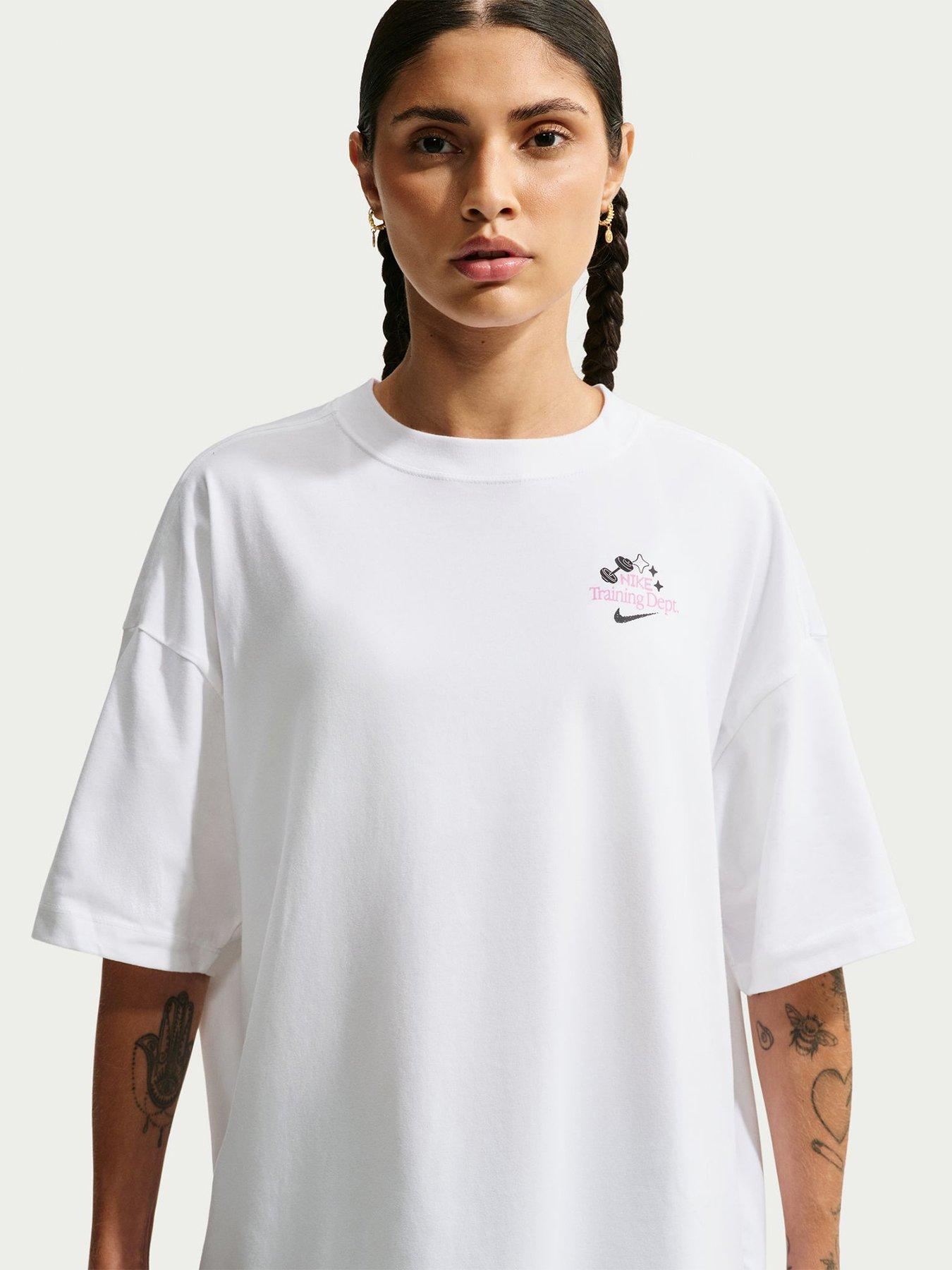 Image 2 of 5 of Nike Womens Oversized Graphic Training T-Shirt - White