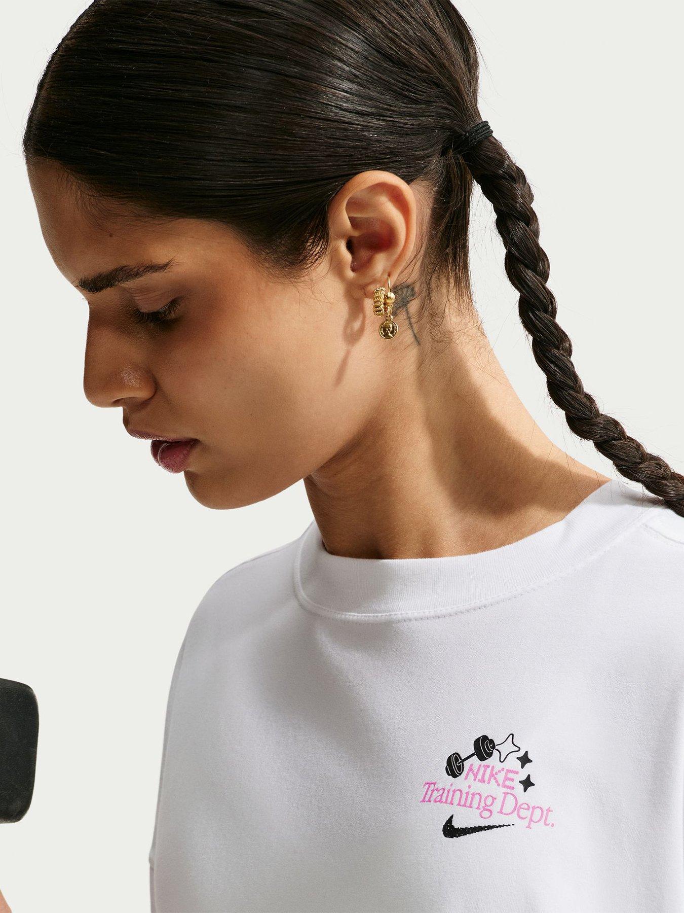 Image 3 of 5 of Nike Womens Oversized Graphic Training T-Shirt - White