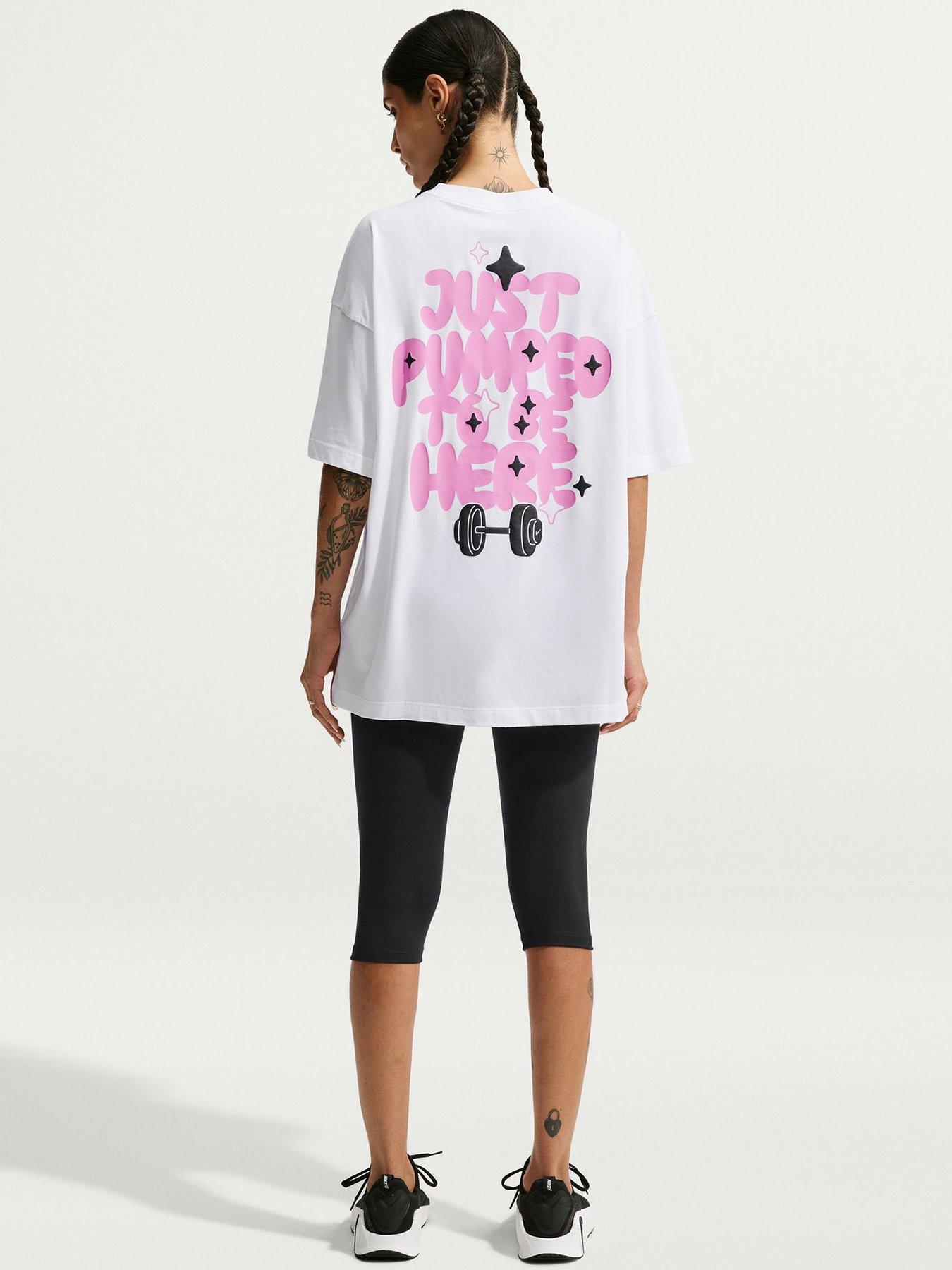 Image 5 of 5 of Nike Womens Oversized Graphic Training T-Shirt - White