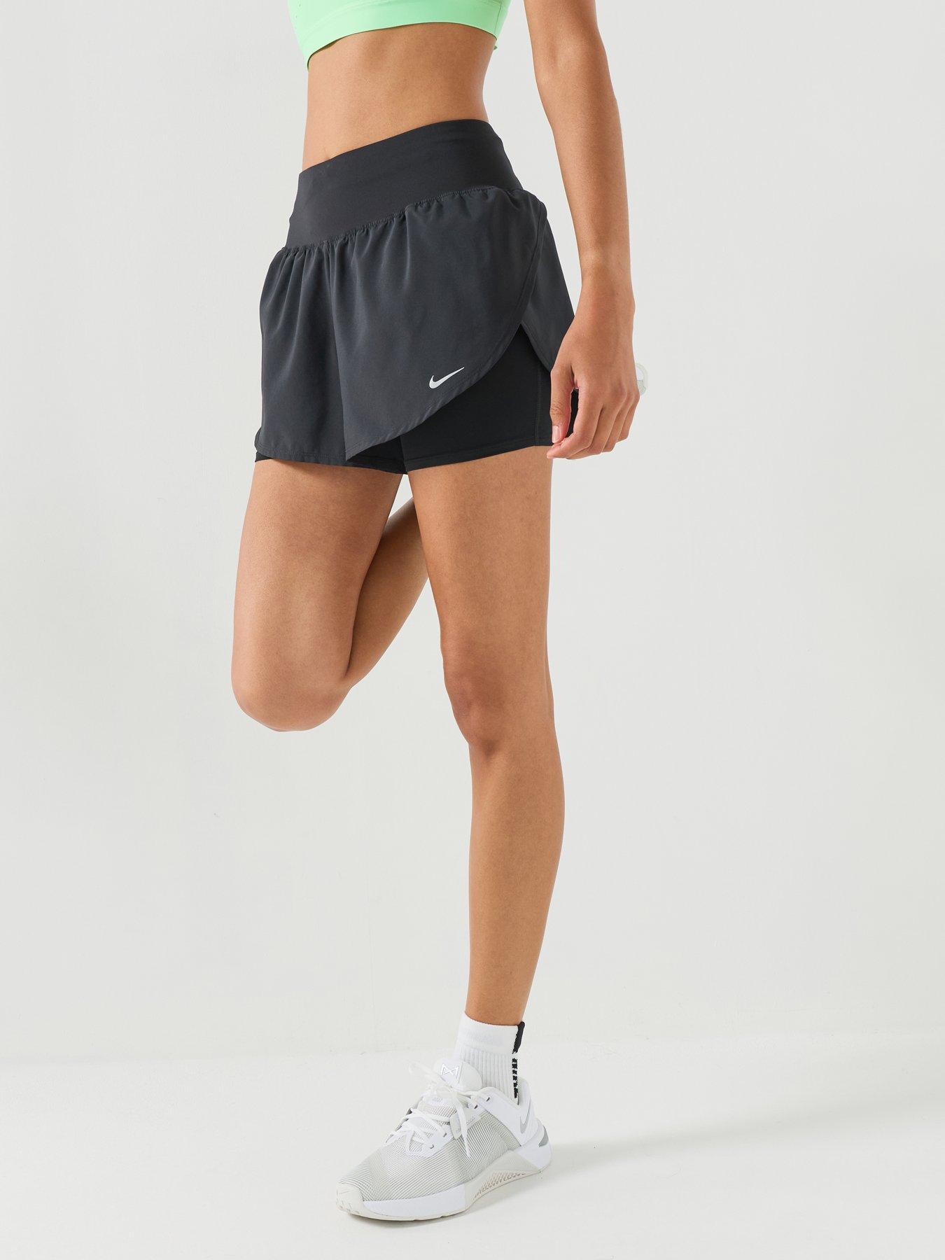 Nike Women's Tempo Flow Dri-Fit High-Waisted 2-In-1 Running Shorts - Black