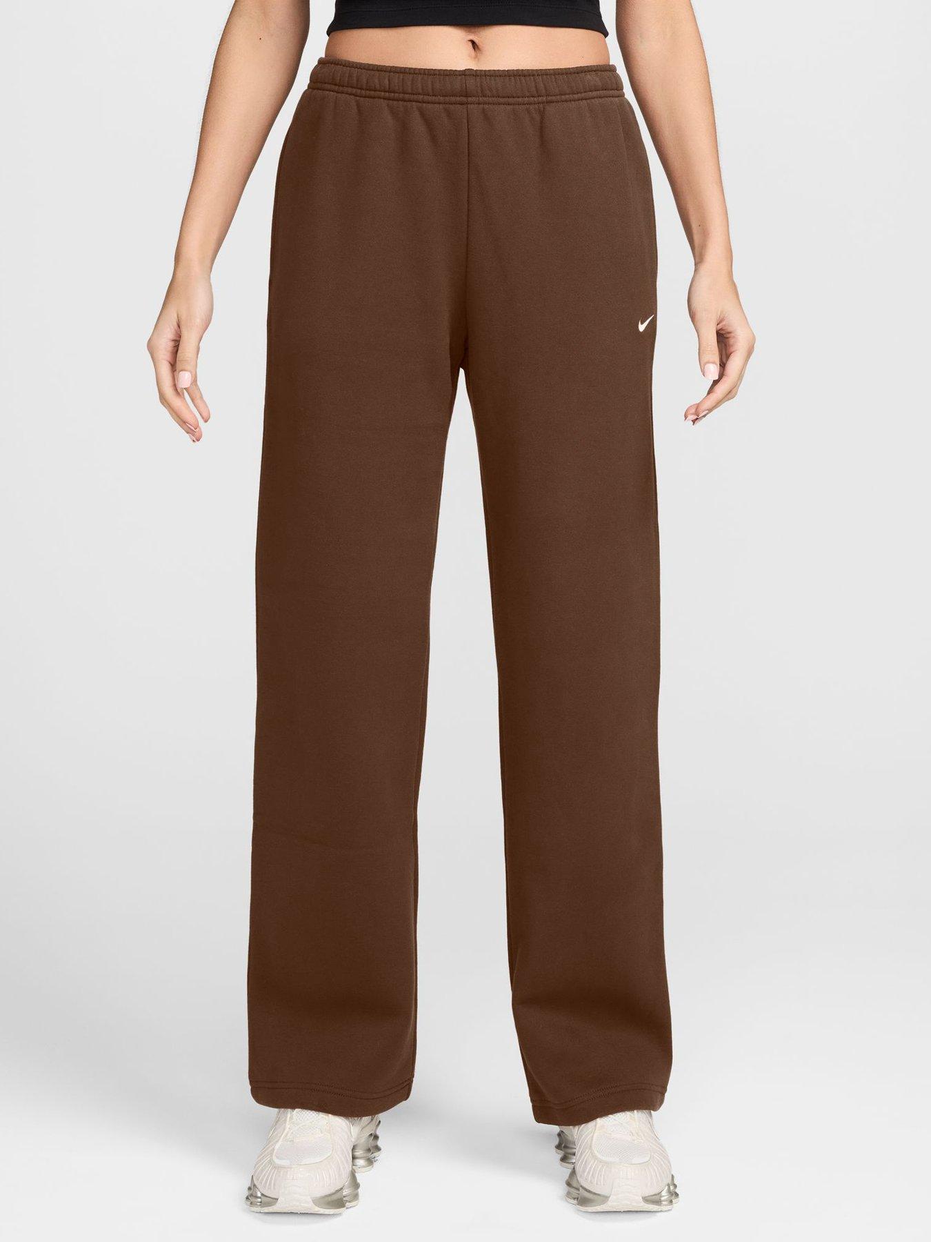 Image 1 of 3 of Nike Womens Studio Fleece Open Hem Joggers - Brown