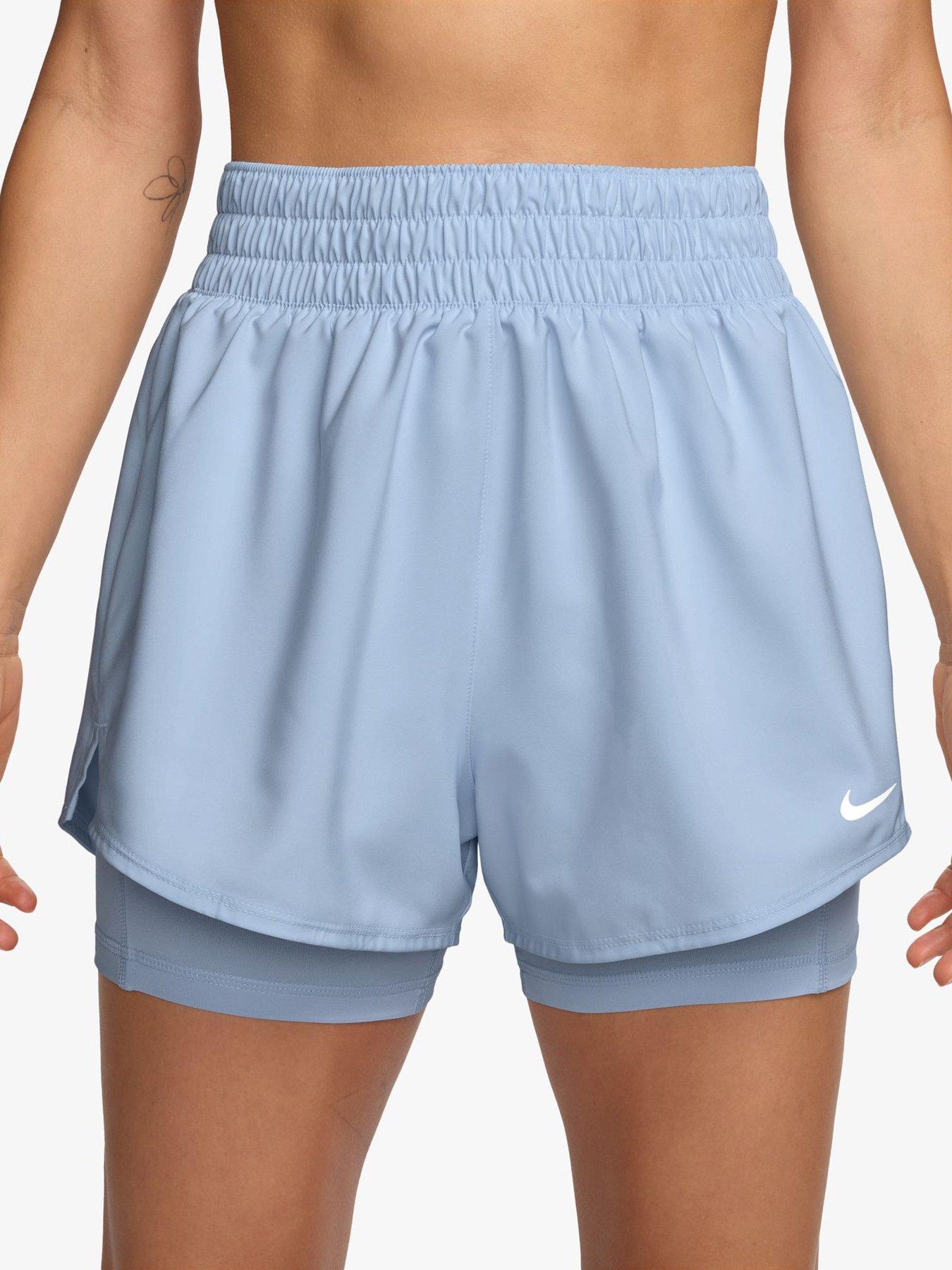 Nike Womens Training One Dri-Fit High Rise 3Inch 2N1 Shorts - Blue