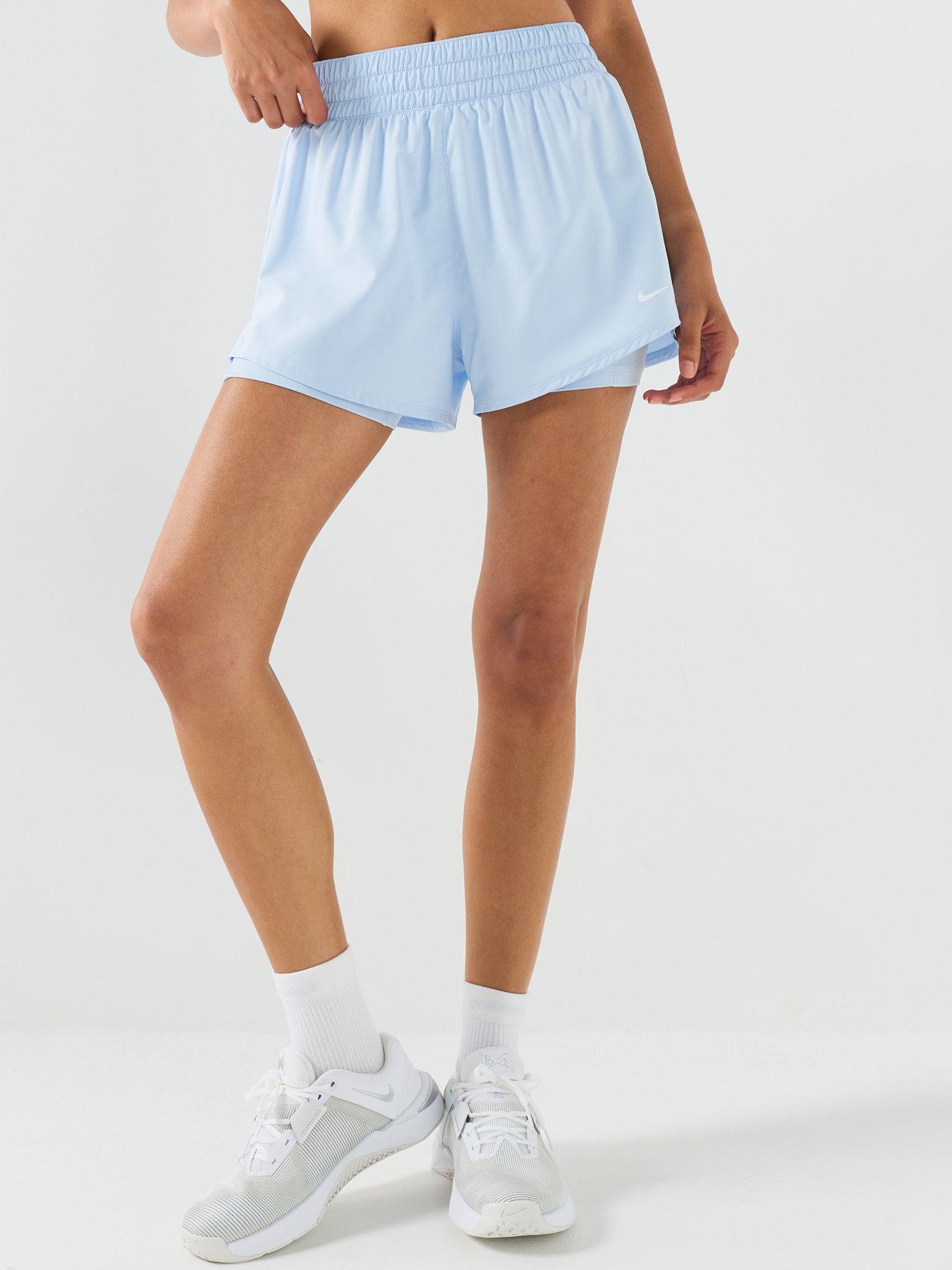 Nike Womens Training One Dri-Fit High Rise 3Inch 2N1 Shorts - Blue