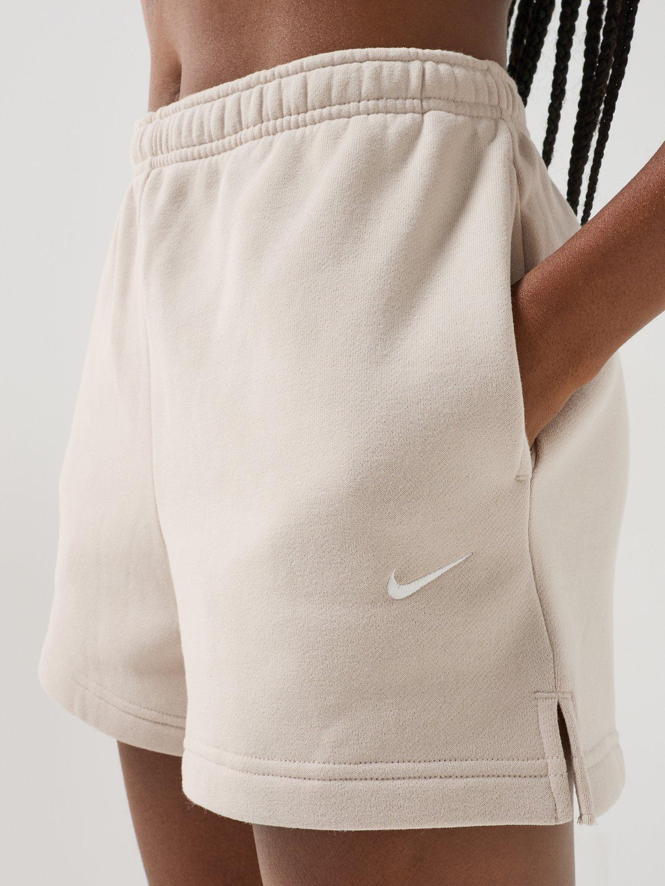 Image 6 of 6 of Nike Womens Studio Fleece Mid Rise 4" Sweat Shorts - Cream
