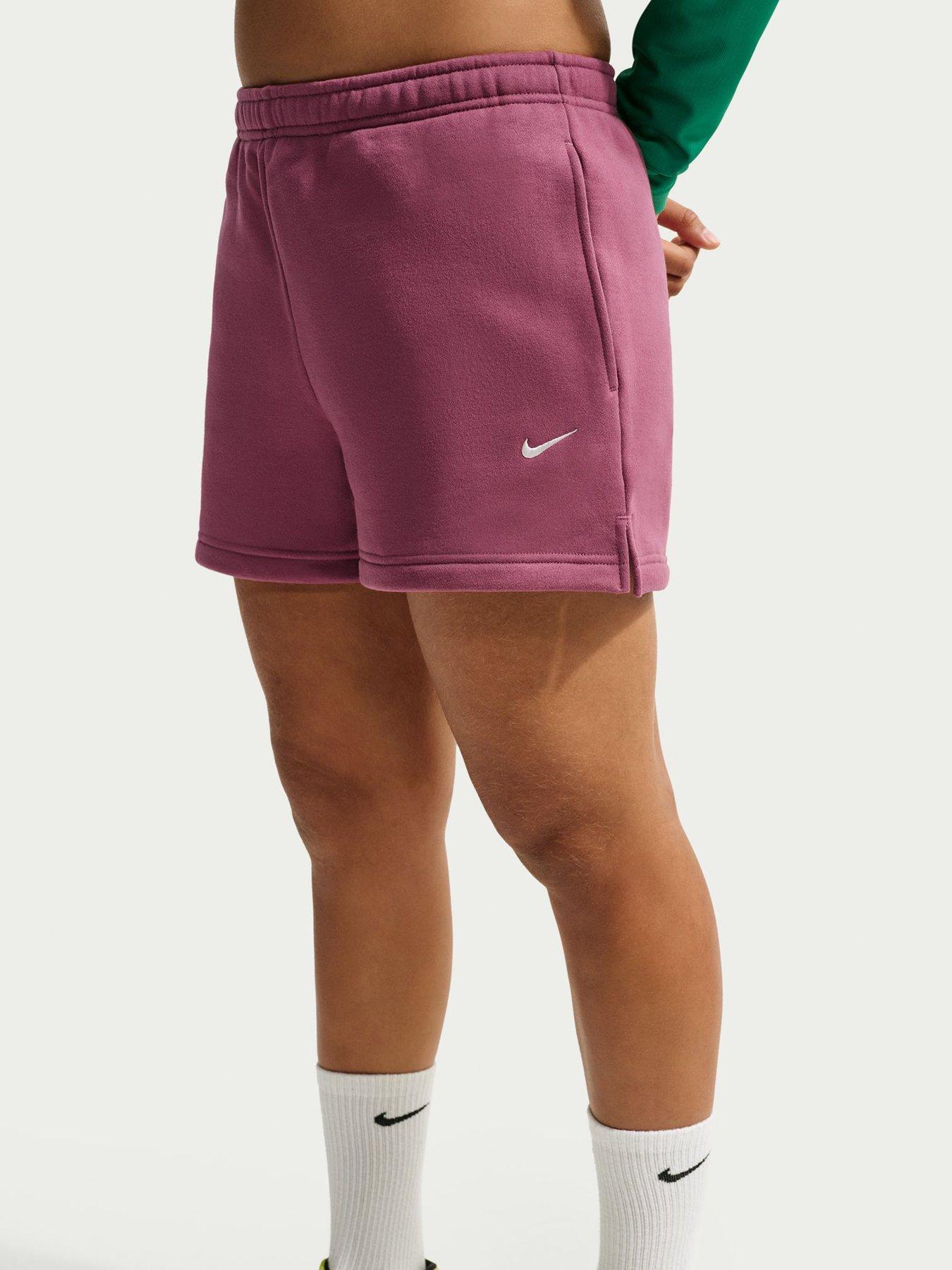 Nike Womens Studio Fleece Mid Rise 4" Sweat Shorts - Pink