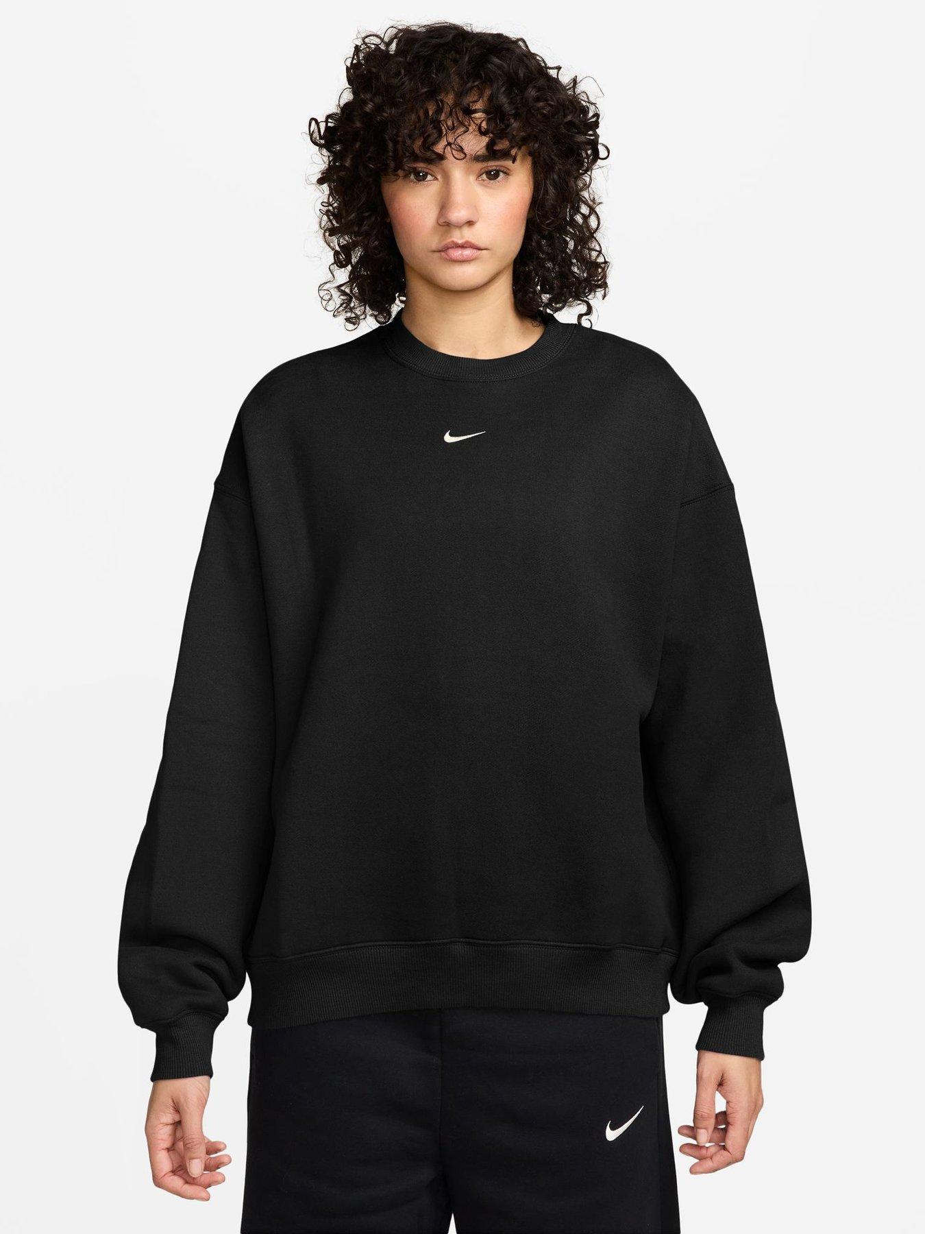 Nike Womens Studio Fleece Oversized Crew Sweatshirt - Black