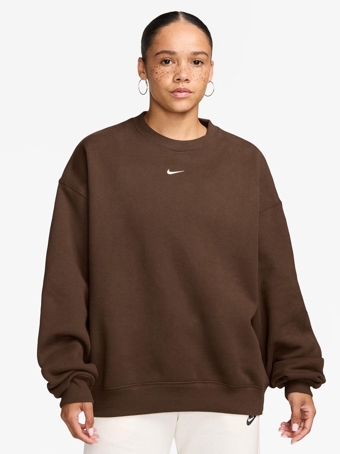 Nike Womens Studio Fleece Oversized Crew Sweatshirt - Brown