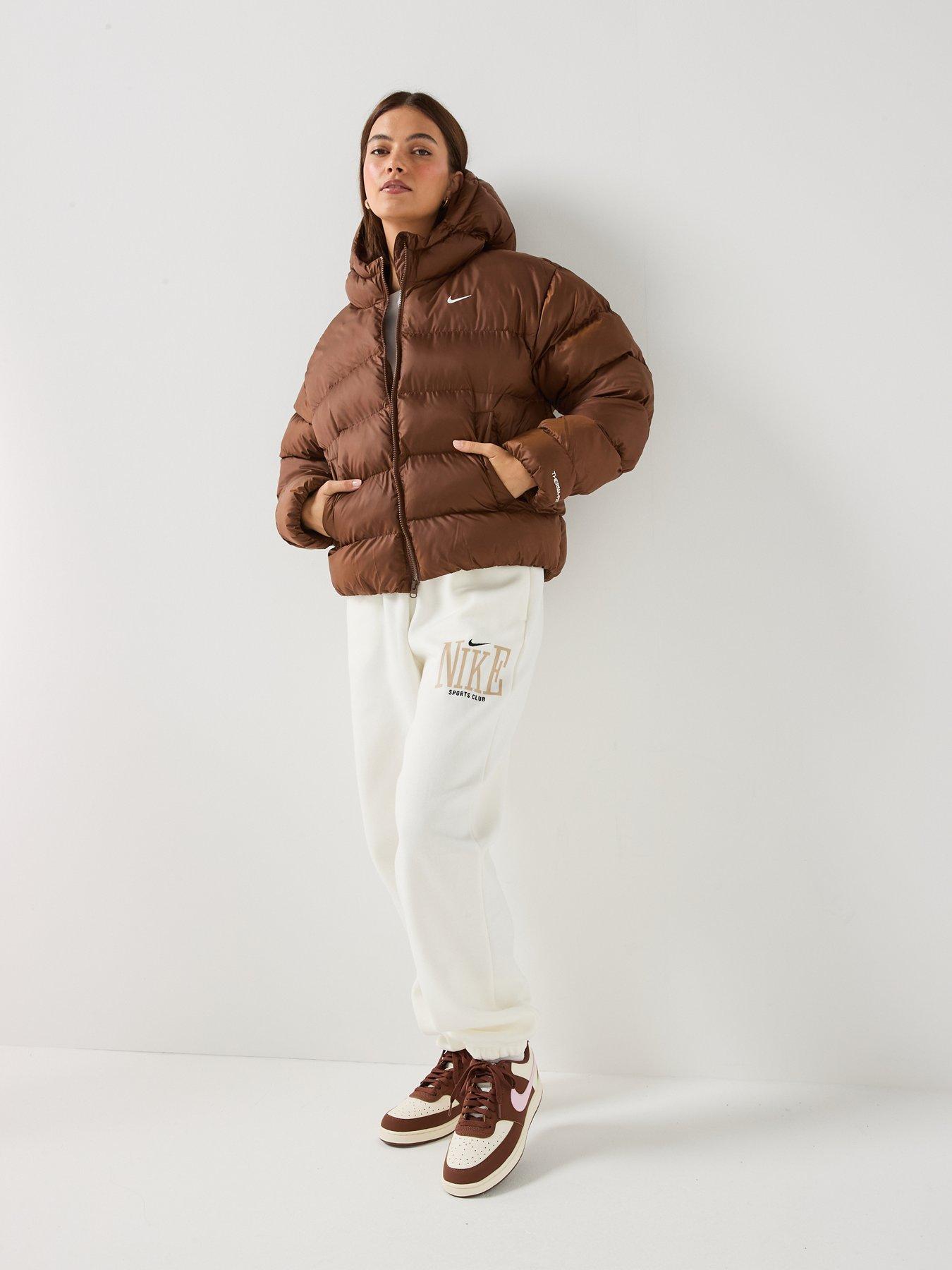 Image 3 of 7 of Nike Womens Classic Padded Hooded Full Zip Jacket - Brown