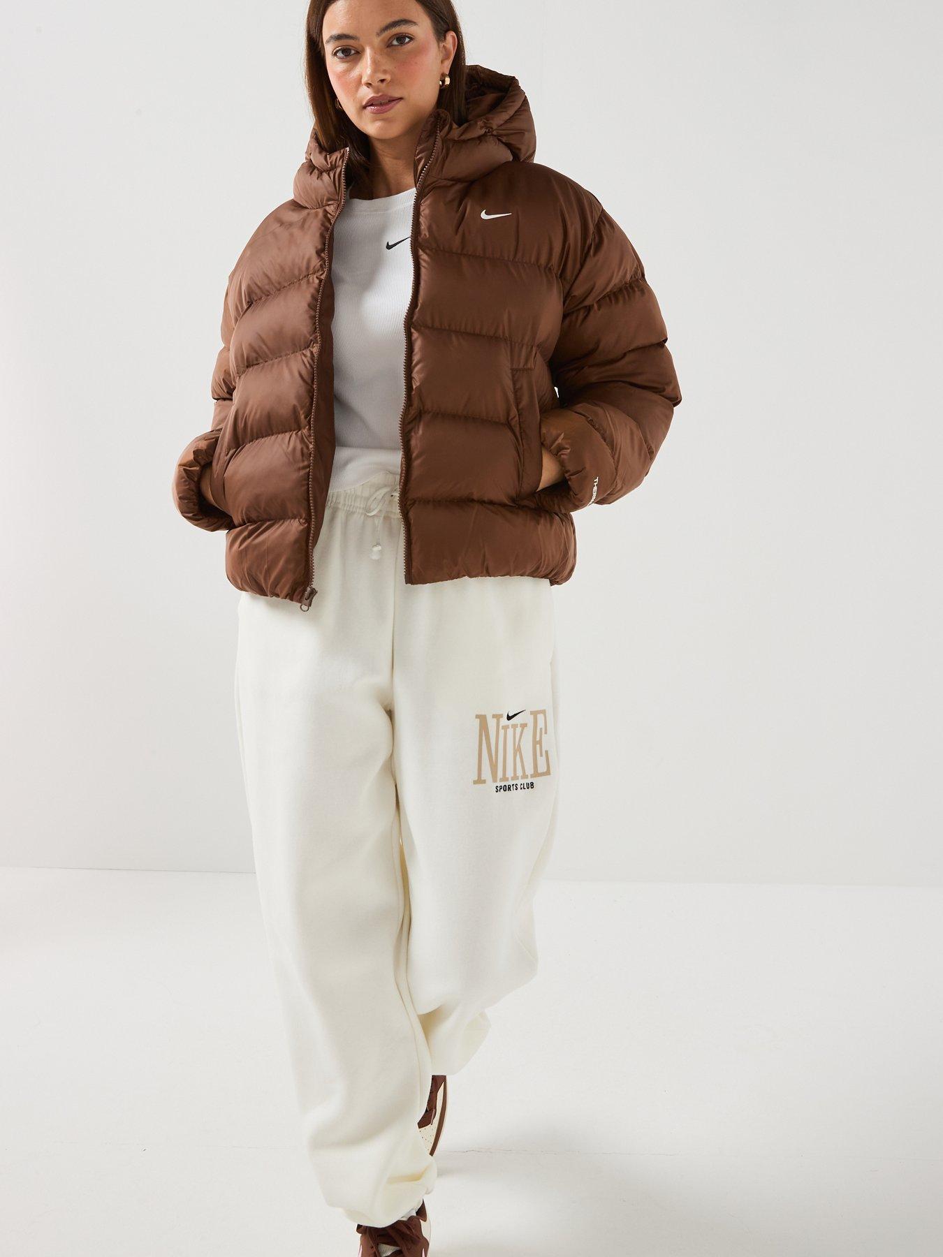 Image 6 of 7 of Nike Womens Classic Padded Hooded Full Zip Jacket - Brown