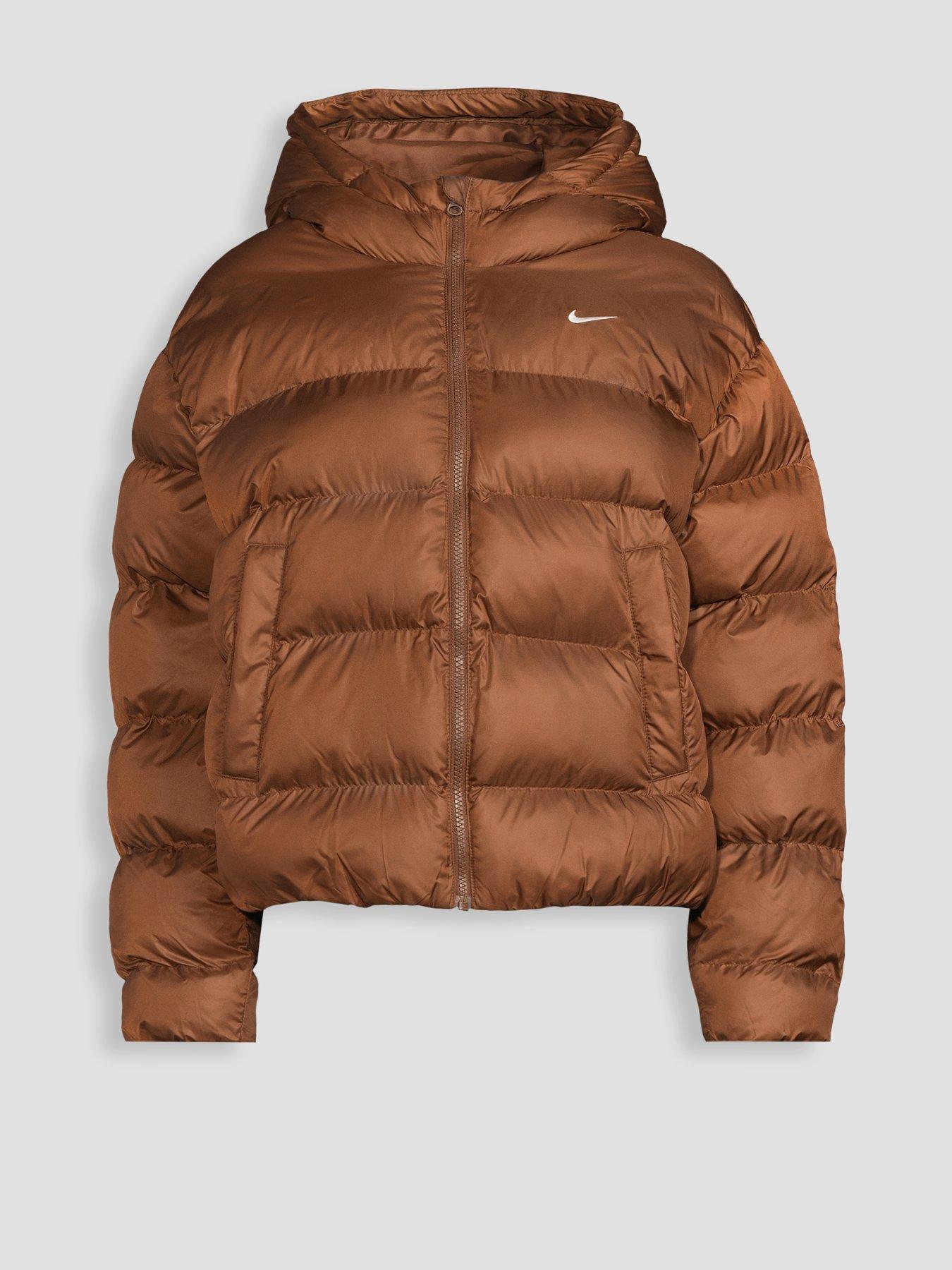Image 7 of 7 of Nike Womens Classic Padded Hooded Full Zip Jacket - Brown