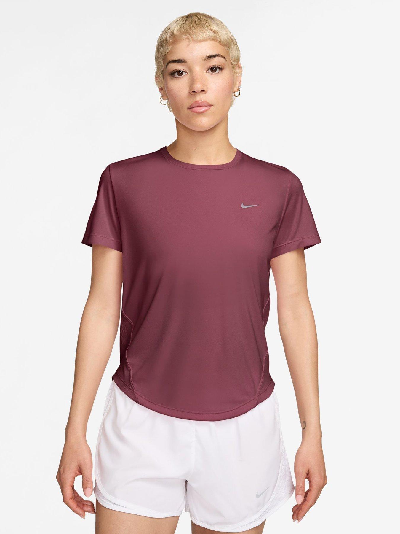 Nike Womens Tempo Dri-FIT Short-Sleeve Running Top - Pink