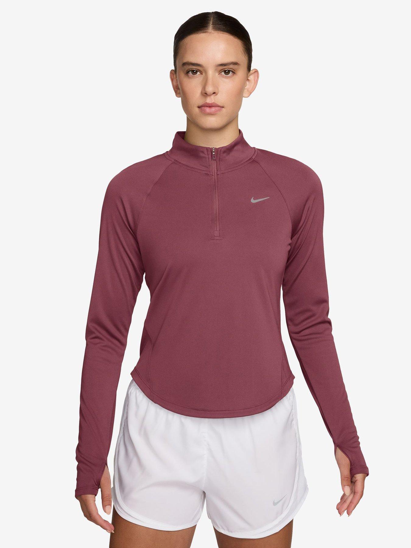 Nike Womens Tempo Dri-Fit 1/4-Zip Running Top - Pink
