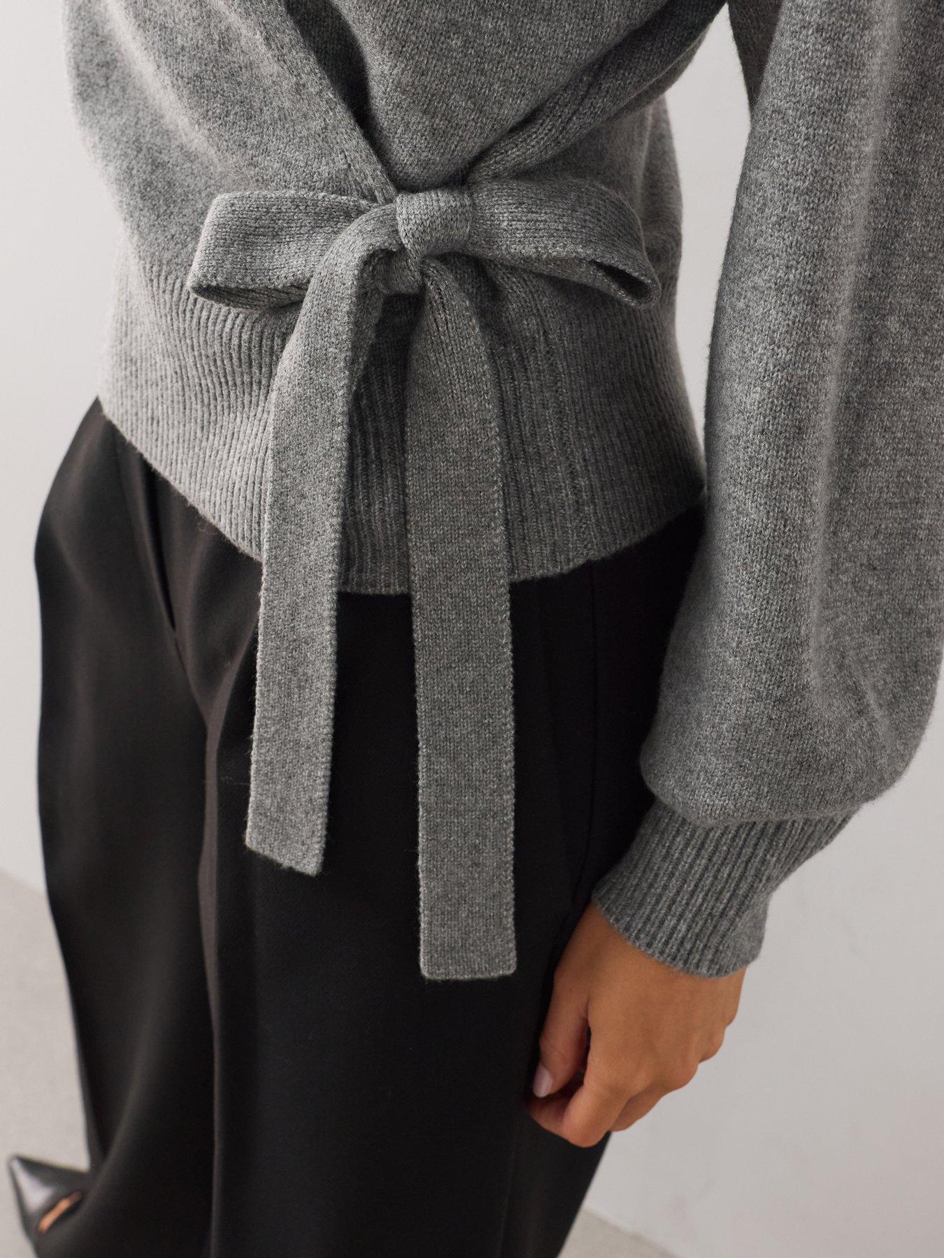Image 5 of 6 of The Very Collection Cosy Yarn Wrap Cardigan With Wool - Grey