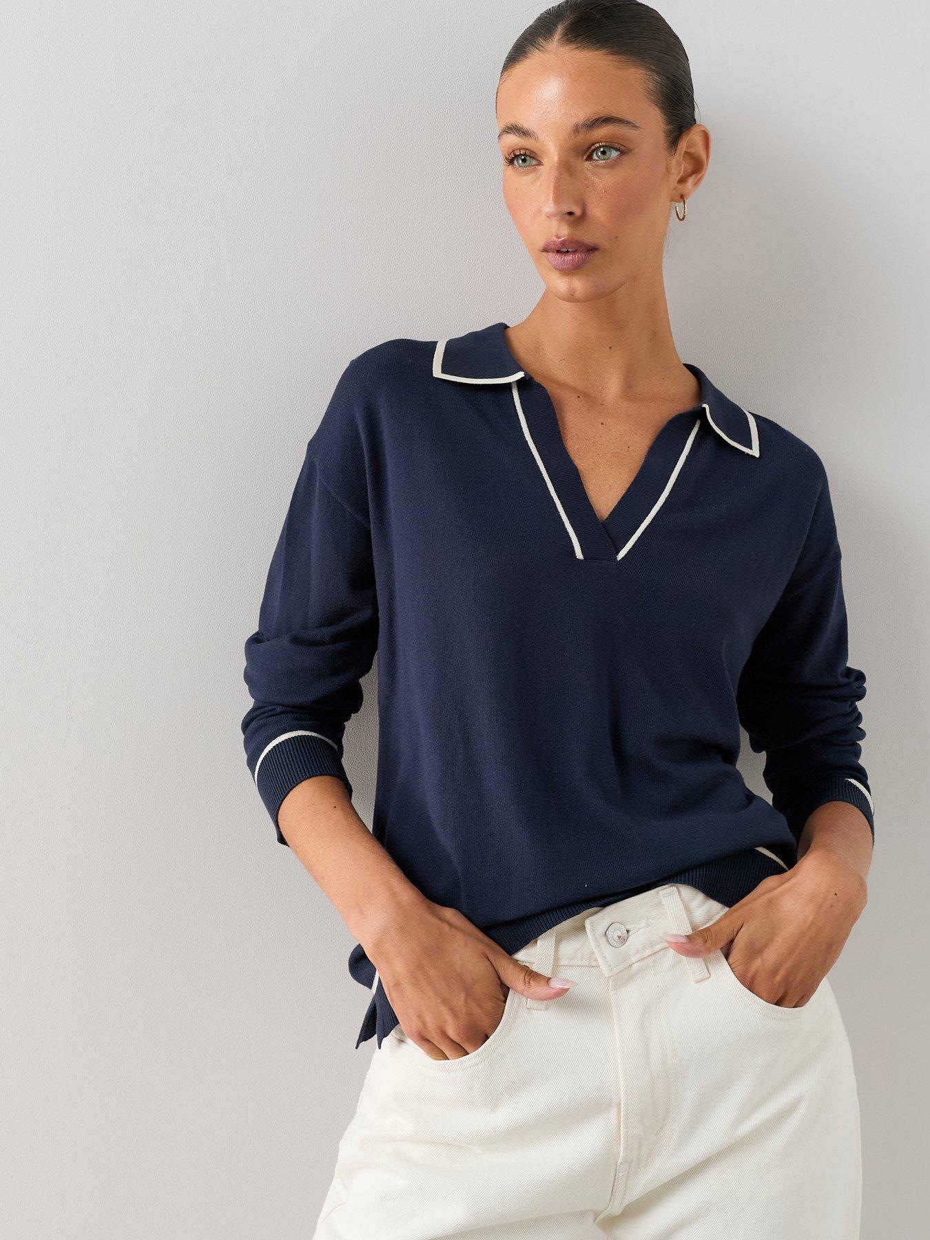 The Very Collection Classic Comfort Relaxed Collared Jumper With Tipping