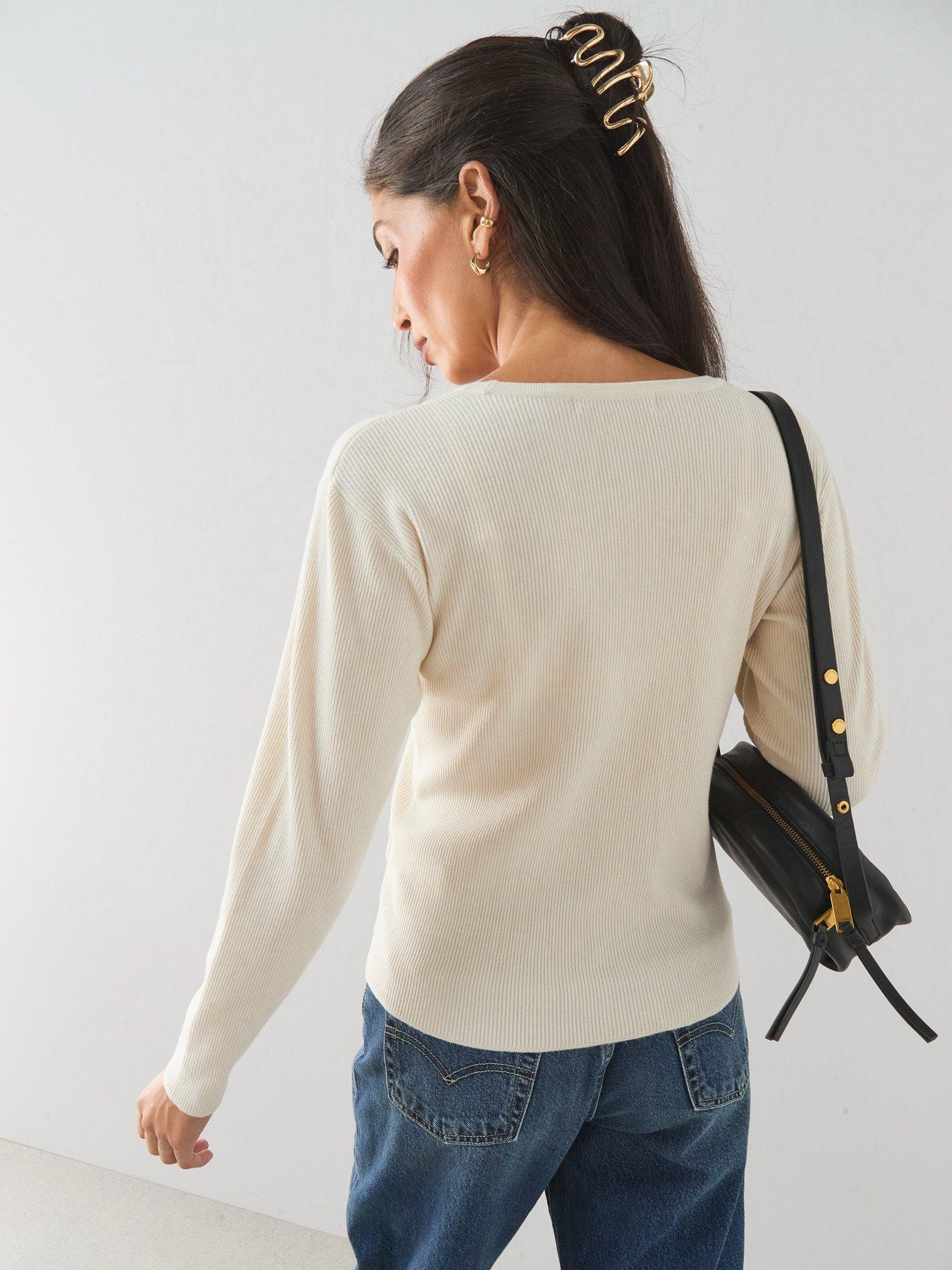 Image 2 of 7 of The Very Collection Classic Comfort V Neck Cardigan With Pearl Button - Cream