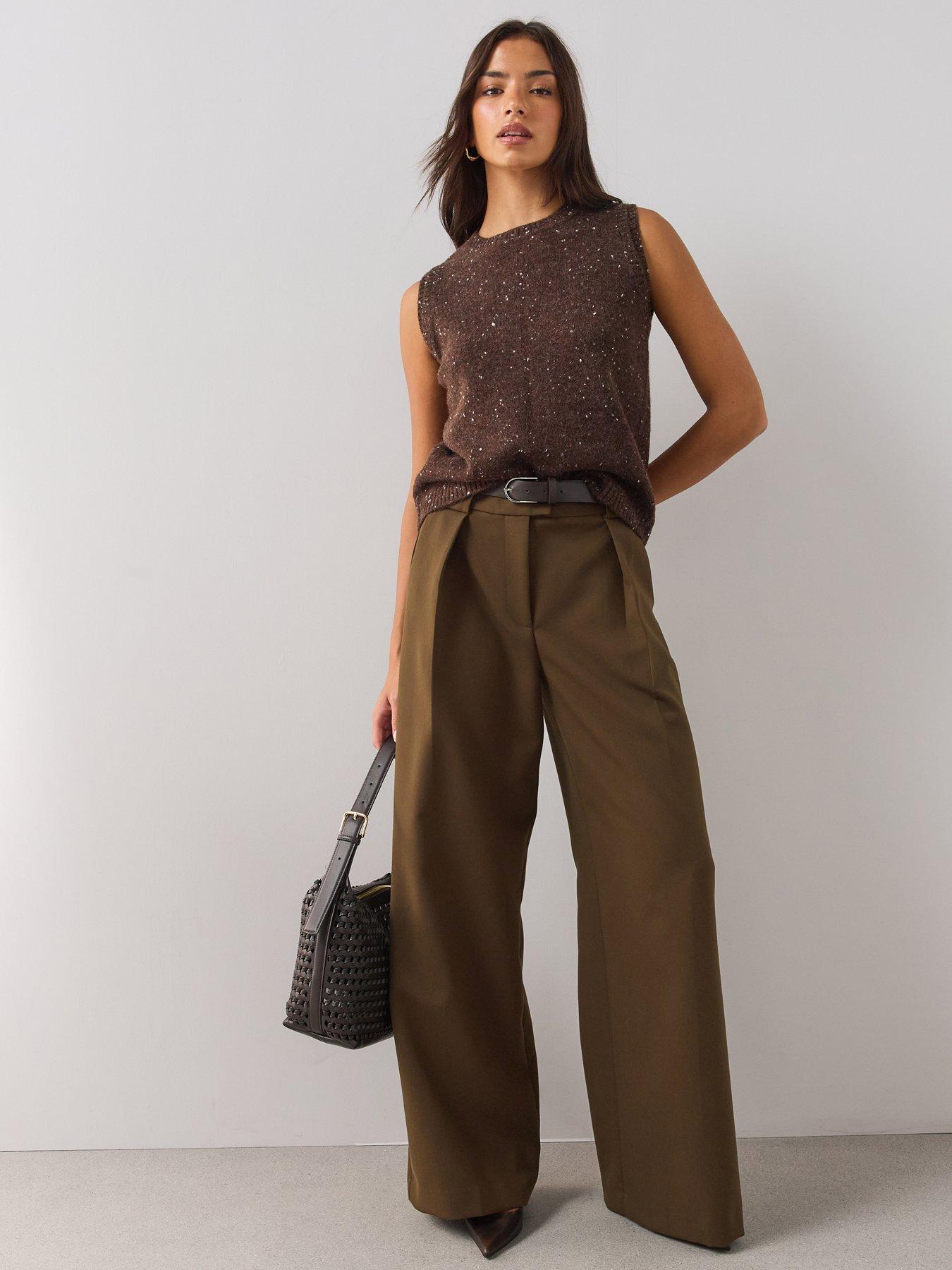 Image 6 of 7 of The Very Collection Fleck Yarn Sleeveless Knitted Tank With Wool - Chocolate