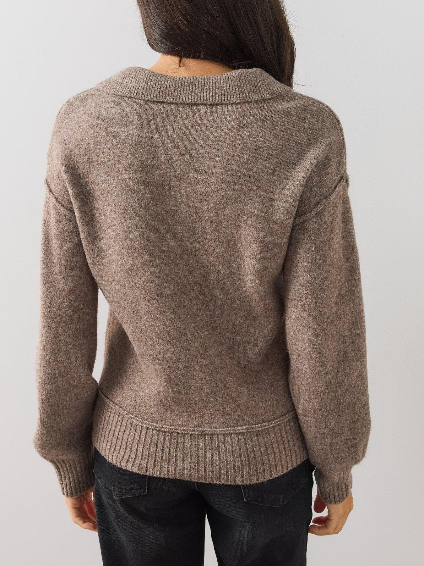 Image 5 of 6 of The Very Collection Womens Style Yarn Collared Jumper With Wool - Brown