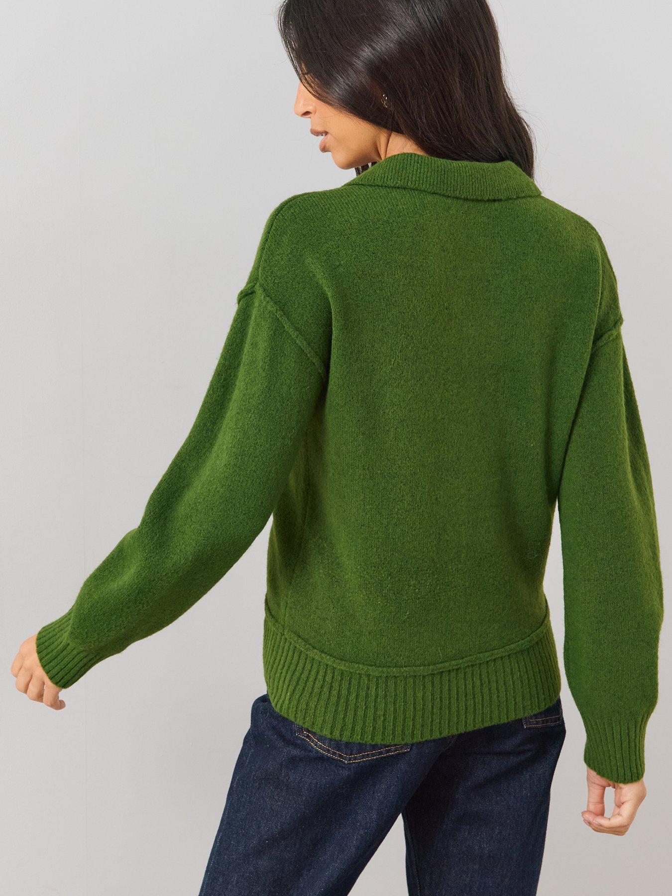 Image 2 of 6 of The Very Collection Style Yarn Collared Jumper With Wool - Green