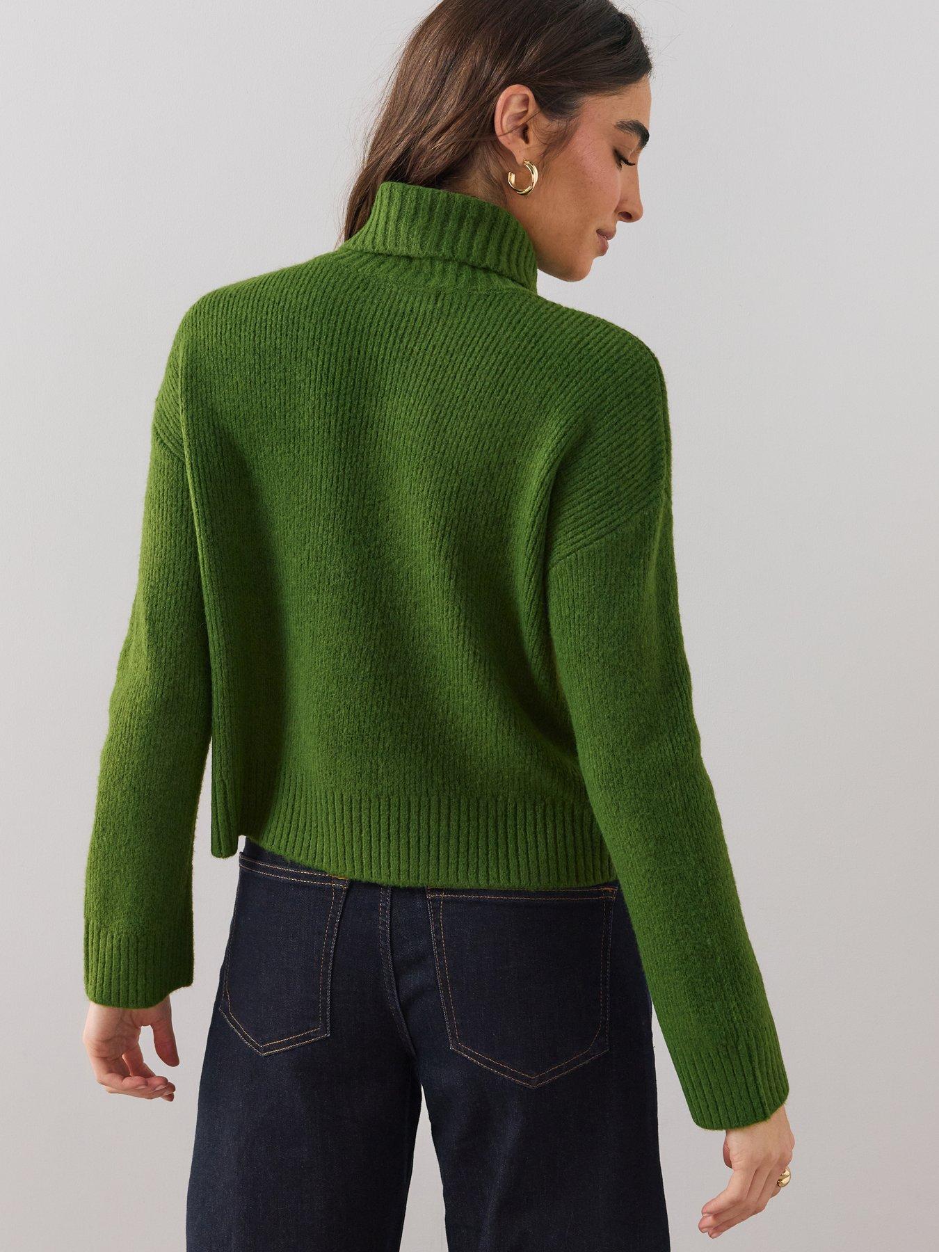 Image 2 of 6 of The Very Collection Womens Style Yarn Roll Neck Ribbed Jumper - Green