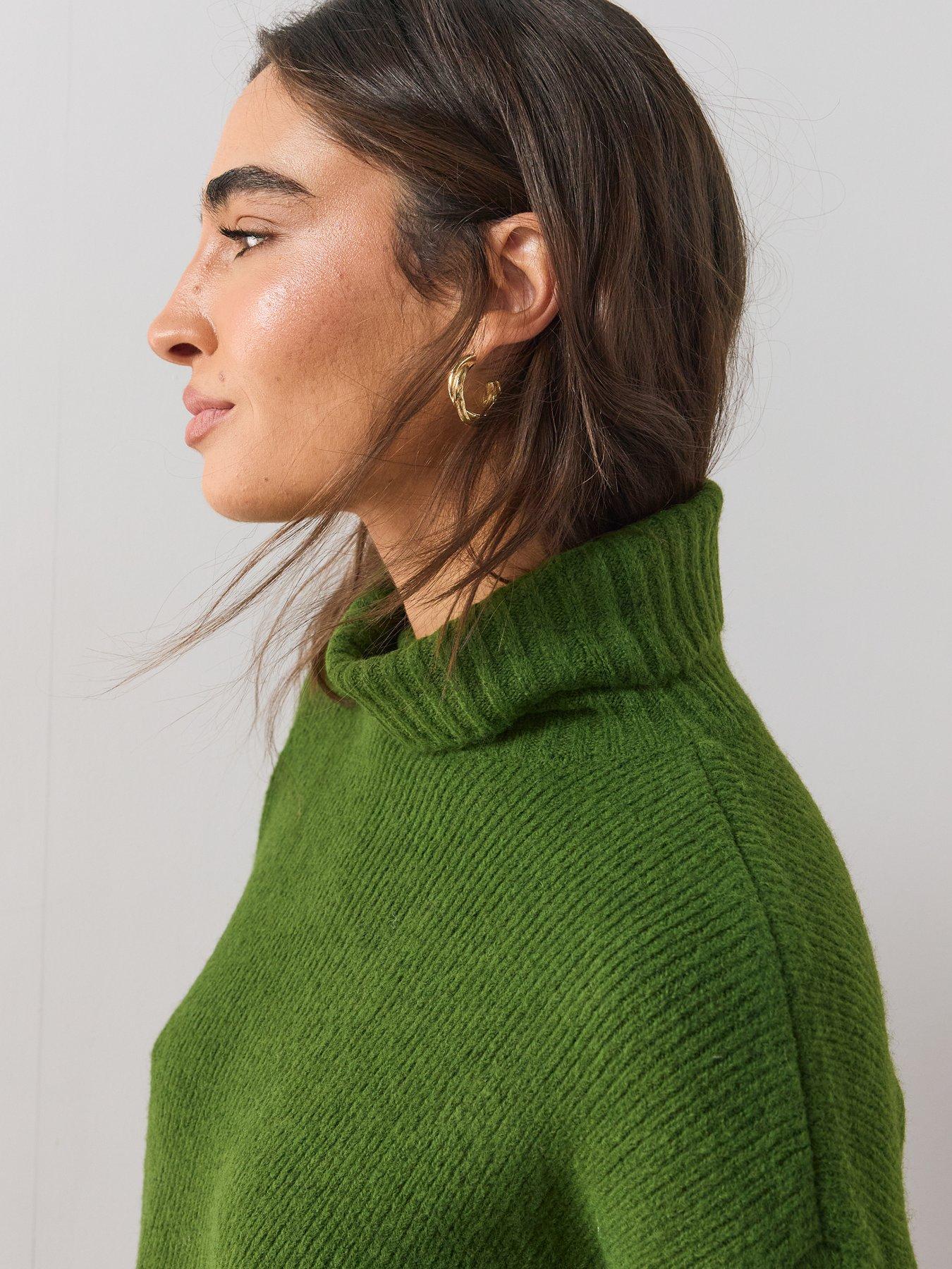 Image 4 of 6 of The Very Collection Womens Style Yarn Roll Neck Ribbed Jumper - Green