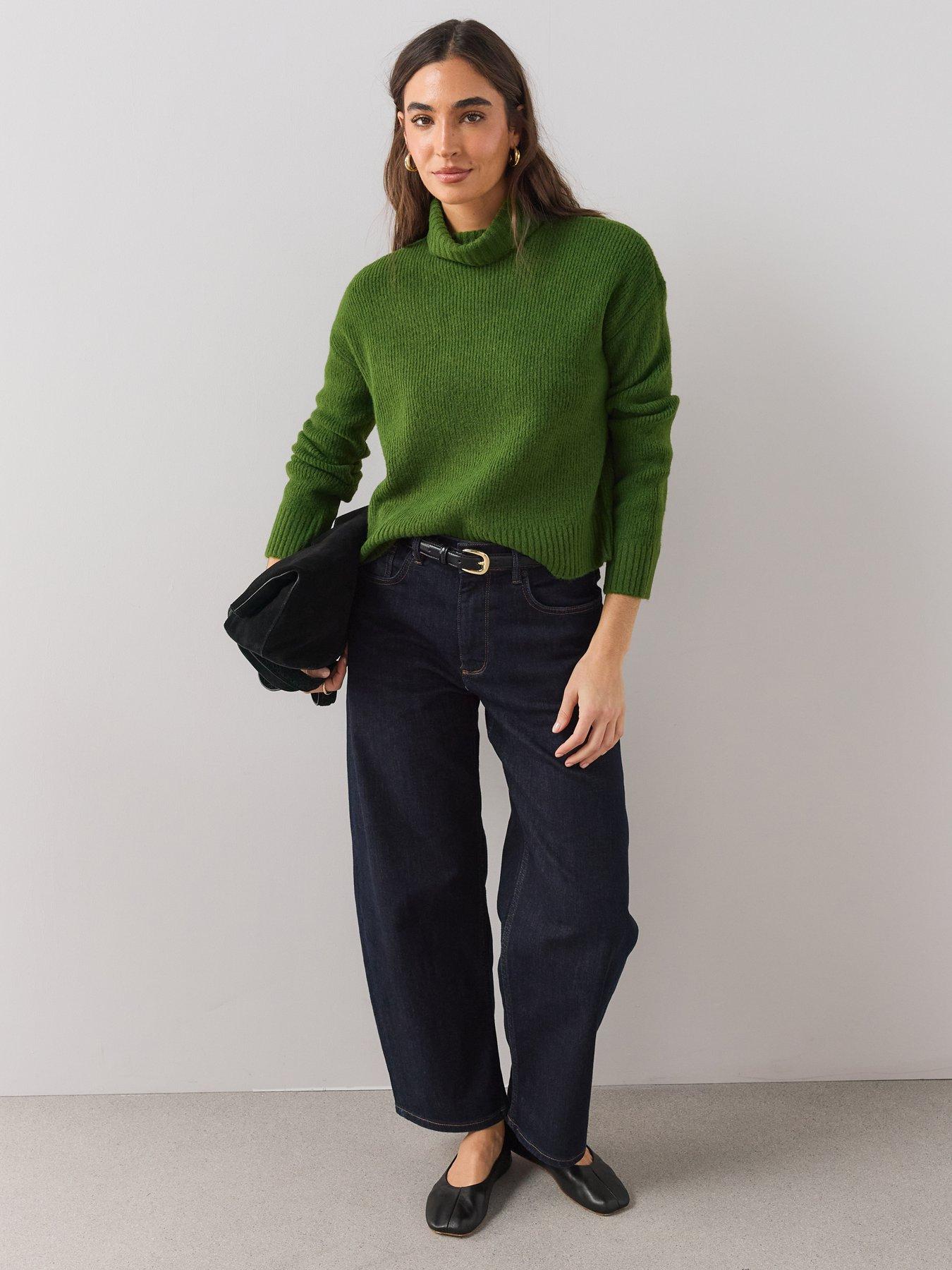 Image 6 of 6 of The Very Collection Womens Style Yarn Roll Neck Ribbed Jumper - Green