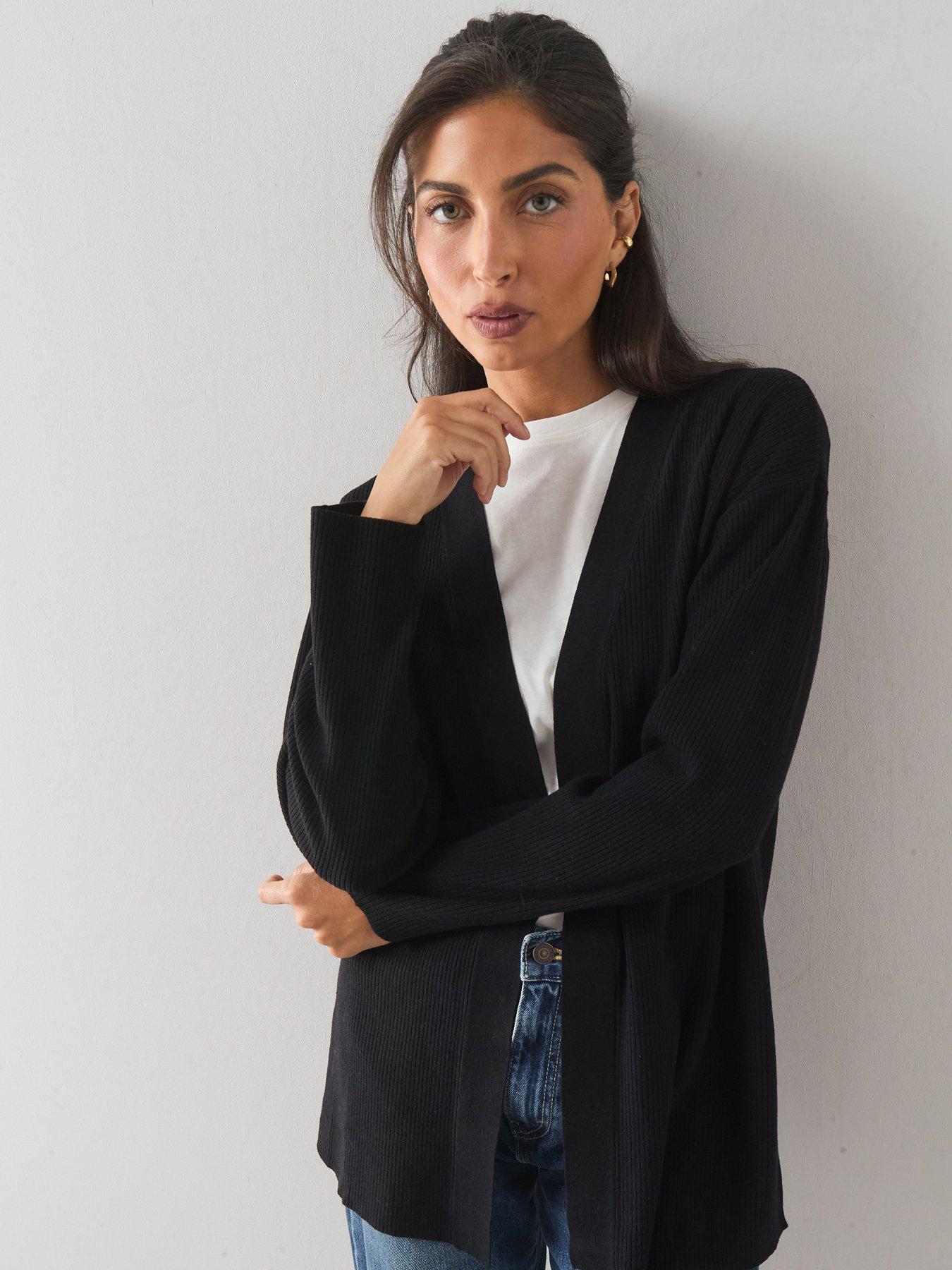 The Very Collection Classic Comfort Ribbed Edge To Edge Cardigan - Black