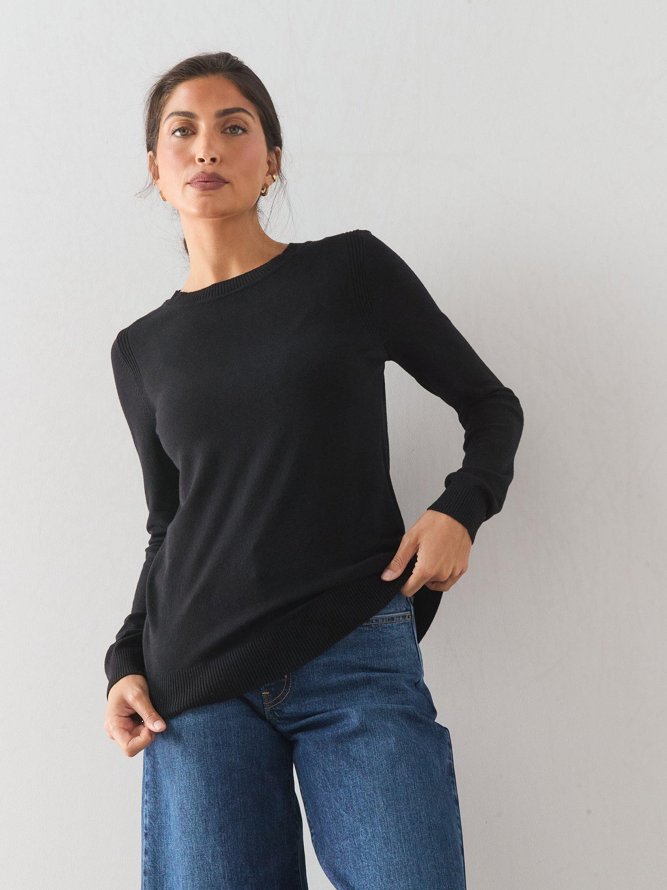 Image 1 of 7 of The Very Collection Classic Comfort Crew Neck Knitted Jumper - Black
