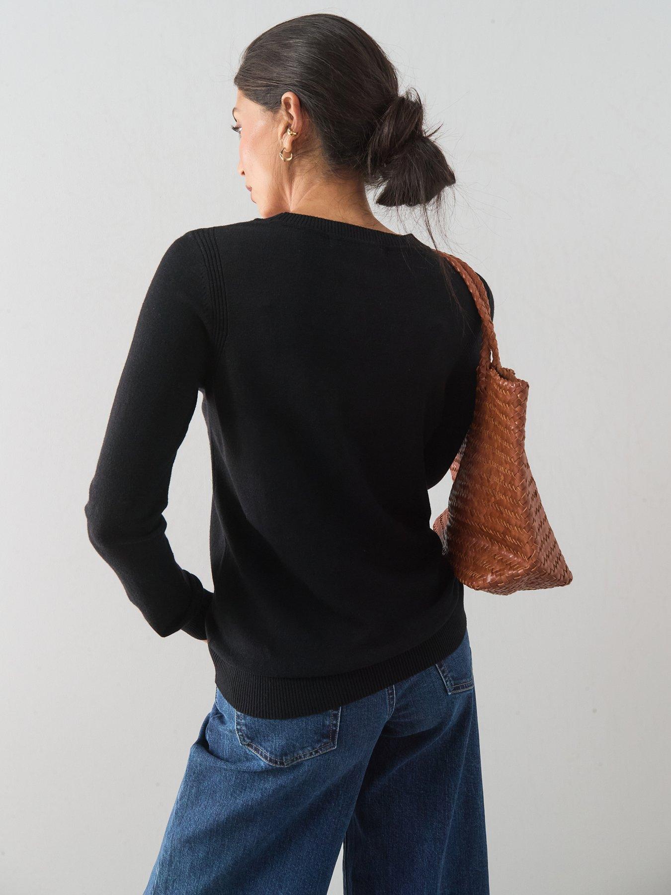 Image 2 of 7 of The Very Collection Classic Comfort Crew Neck Knitted Jumper - Black