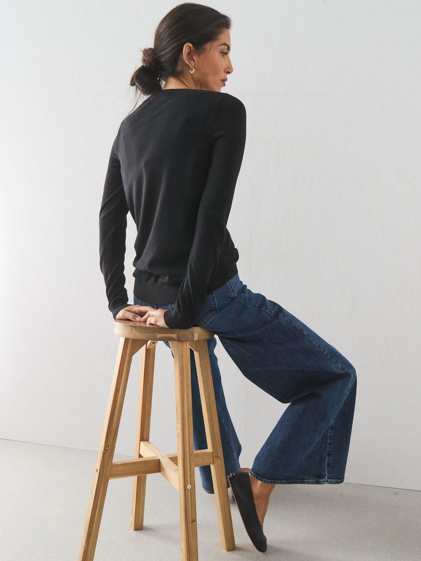 Image 4 of 7 of The Very Collection Classic Comfort Crew Neck Knitted Jumper - Black