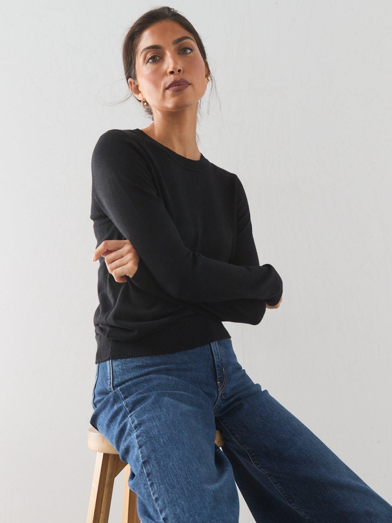Image 5 of 7 of The Very Collection Classic Comfort Crew Neck Knitted Jumper - Black