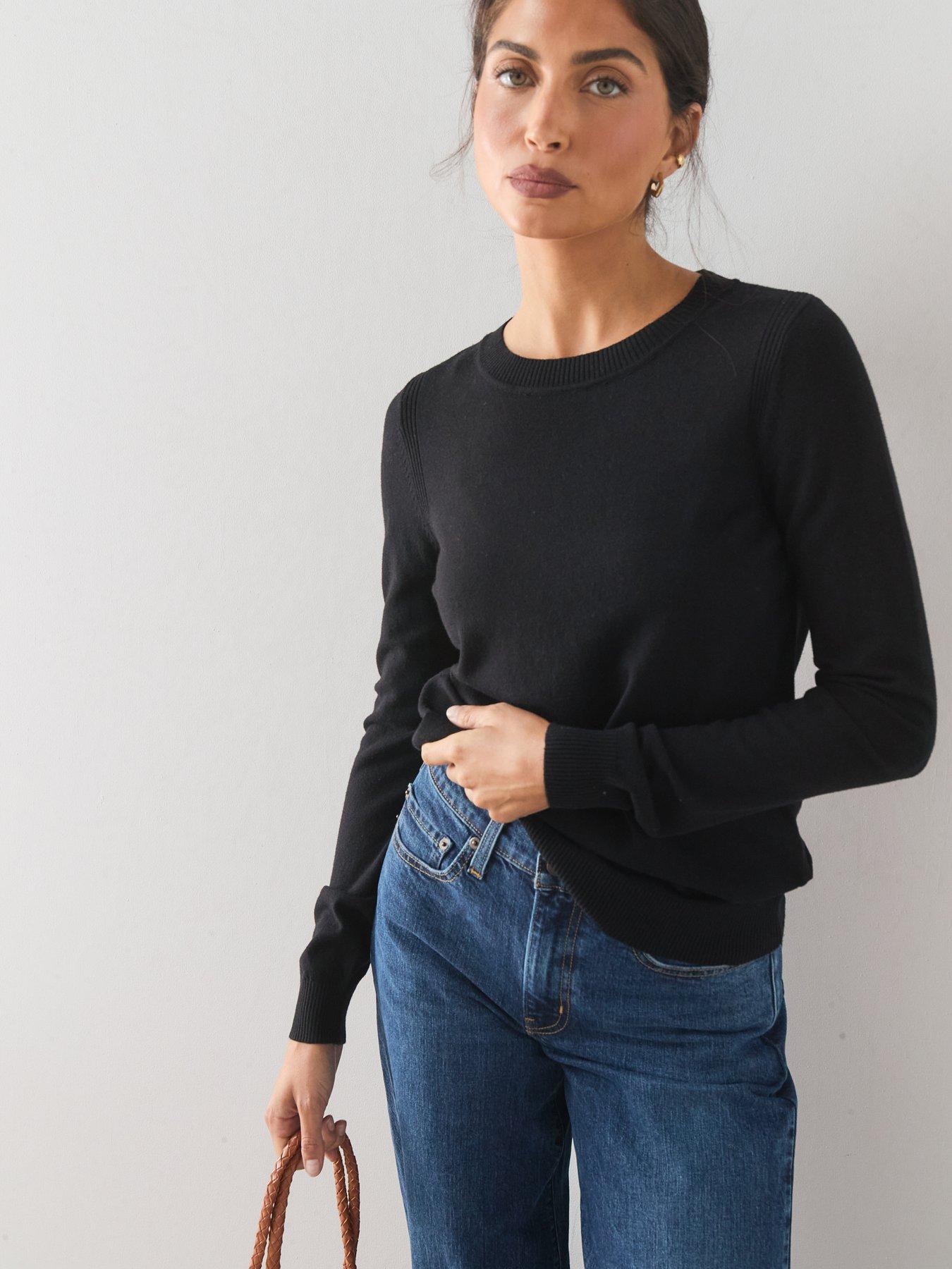 Image 6 of 7 of The Very Collection Classic Comfort Crew Neck Knitted Jumper - Black