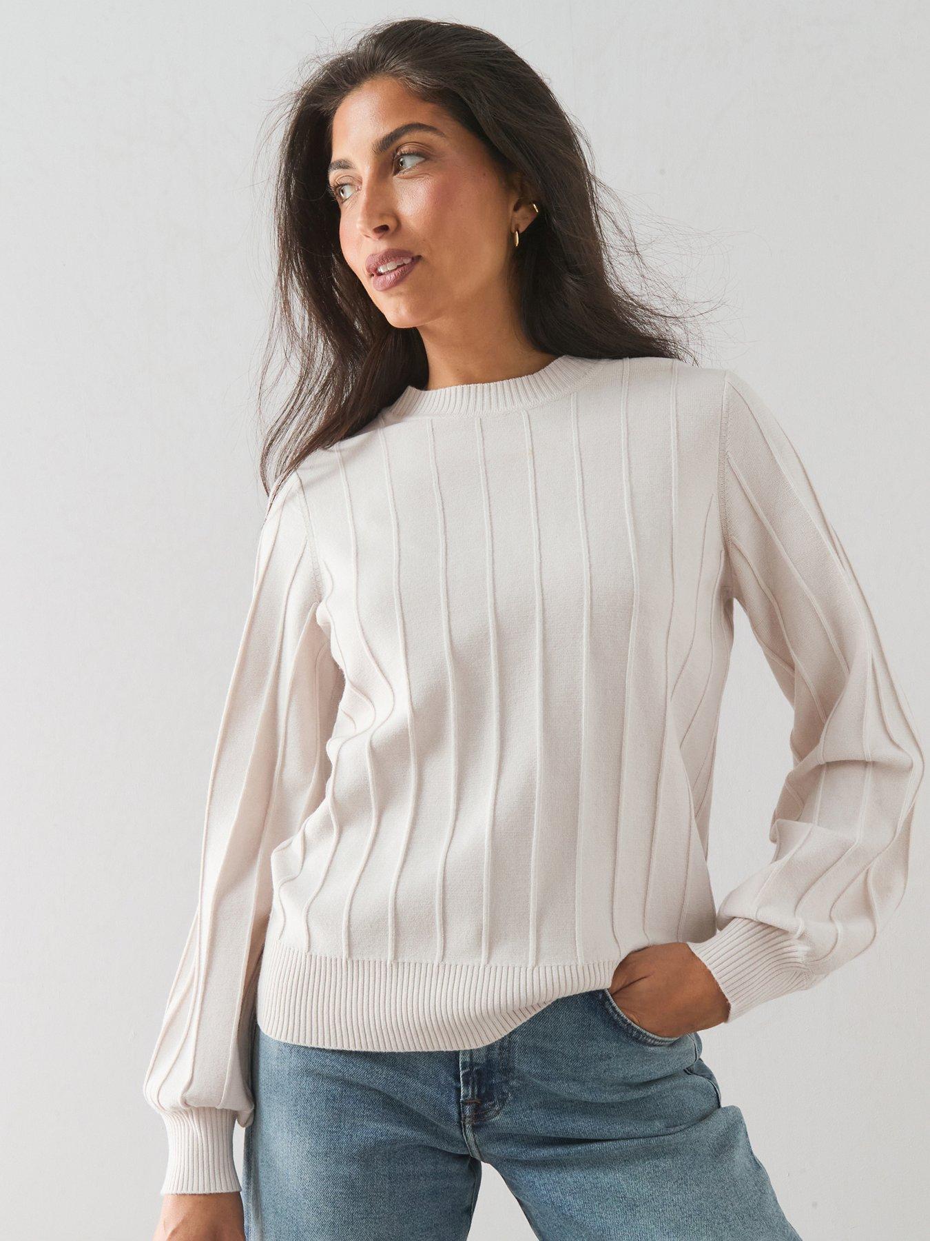 The Very Collection Classic Comfort Crew Neck Stitch Interest Jumper - Cream