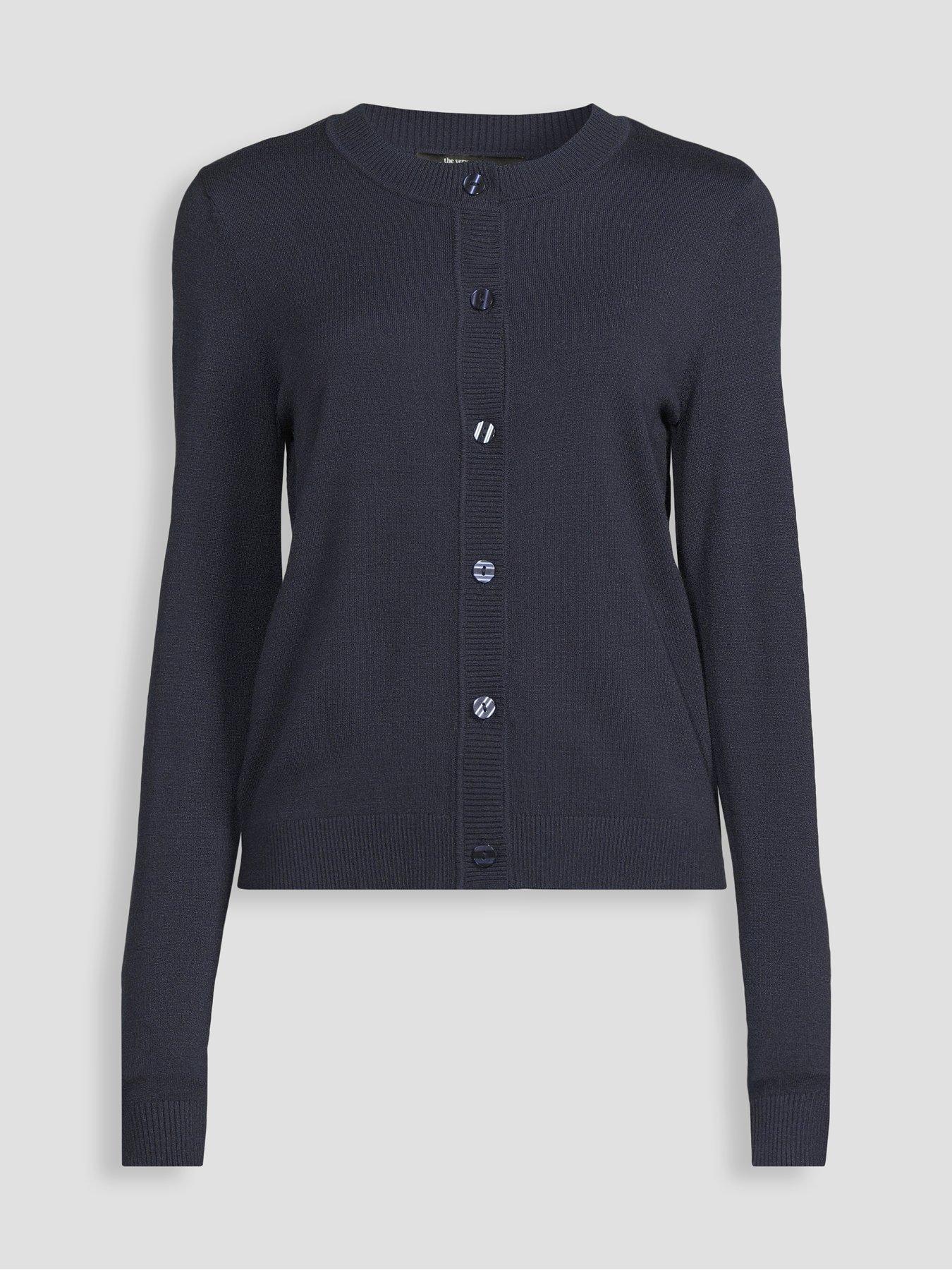 Image 7 of 7 of The Very Collection Classic Comfort Crew Neck Cardigan - Navy