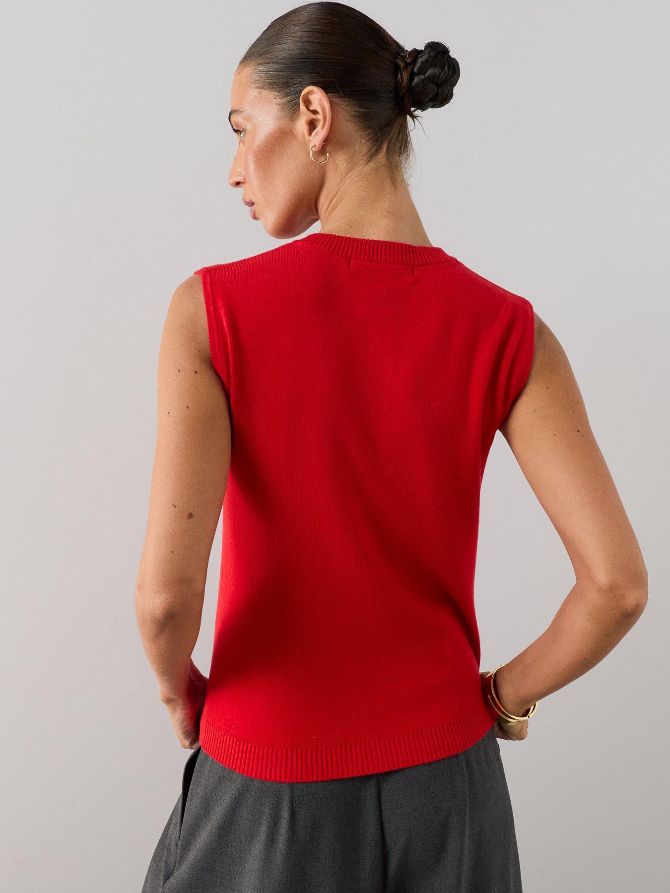 Image 2 of 7 of The Very Collection Classic Comfort Button Through Knitted Tank - Red