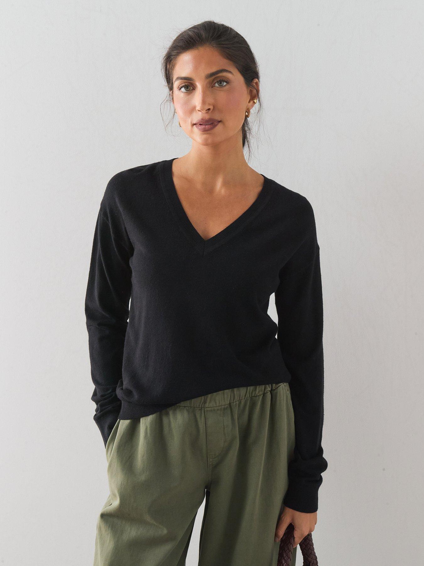 The Very Collection Classic Comfort V Neck Jumper - Black