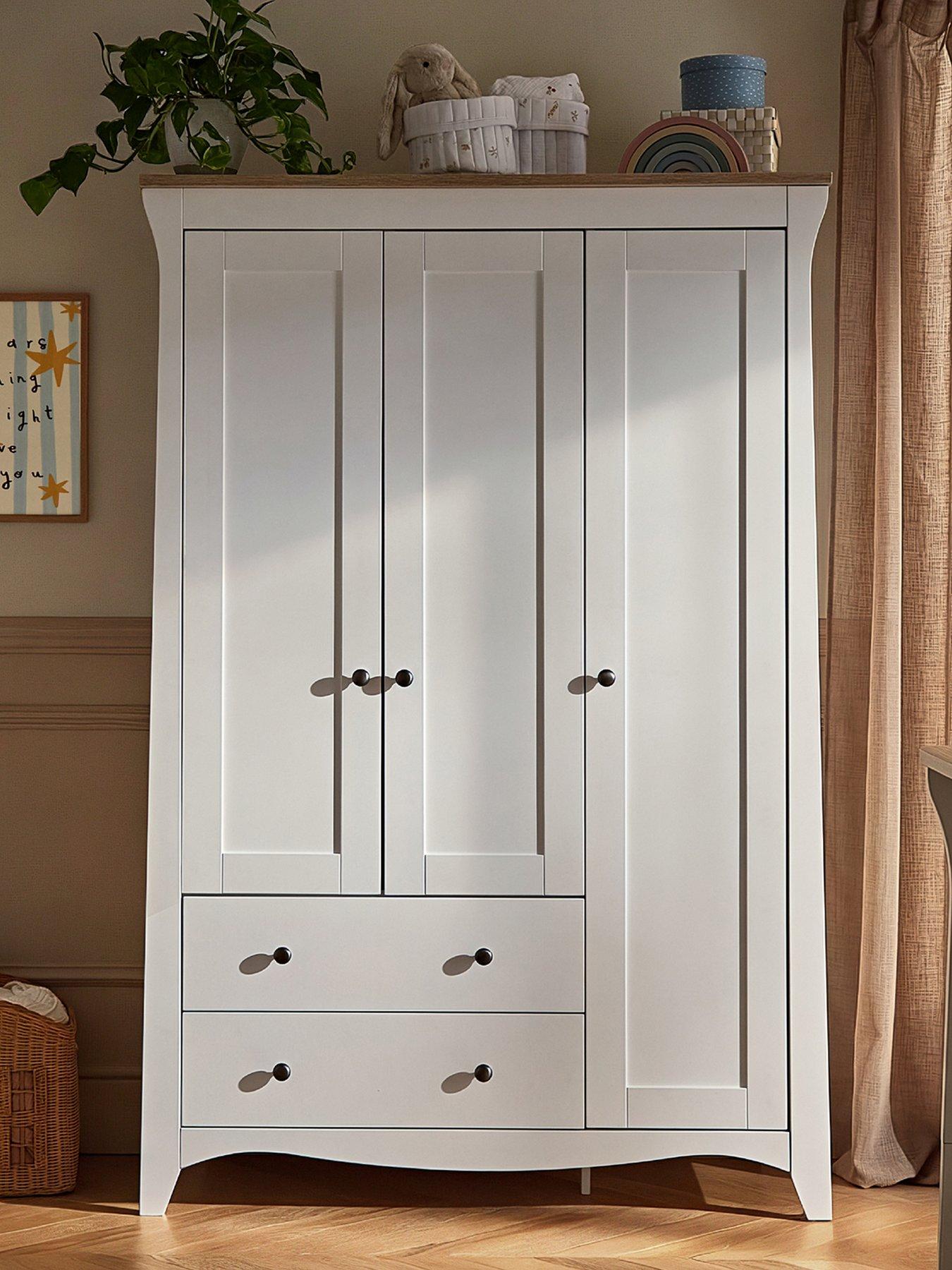 Image 1 of 6 of CuddleCo Clara Triple Wardrobe - White & Ash