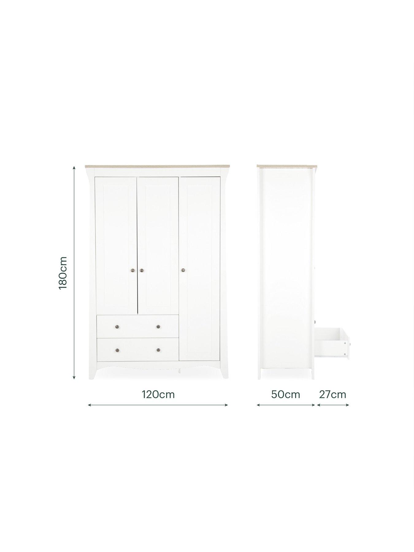 Image 5 of 6 of CuddleCo Clara Triple Wardrobe - White & Ash