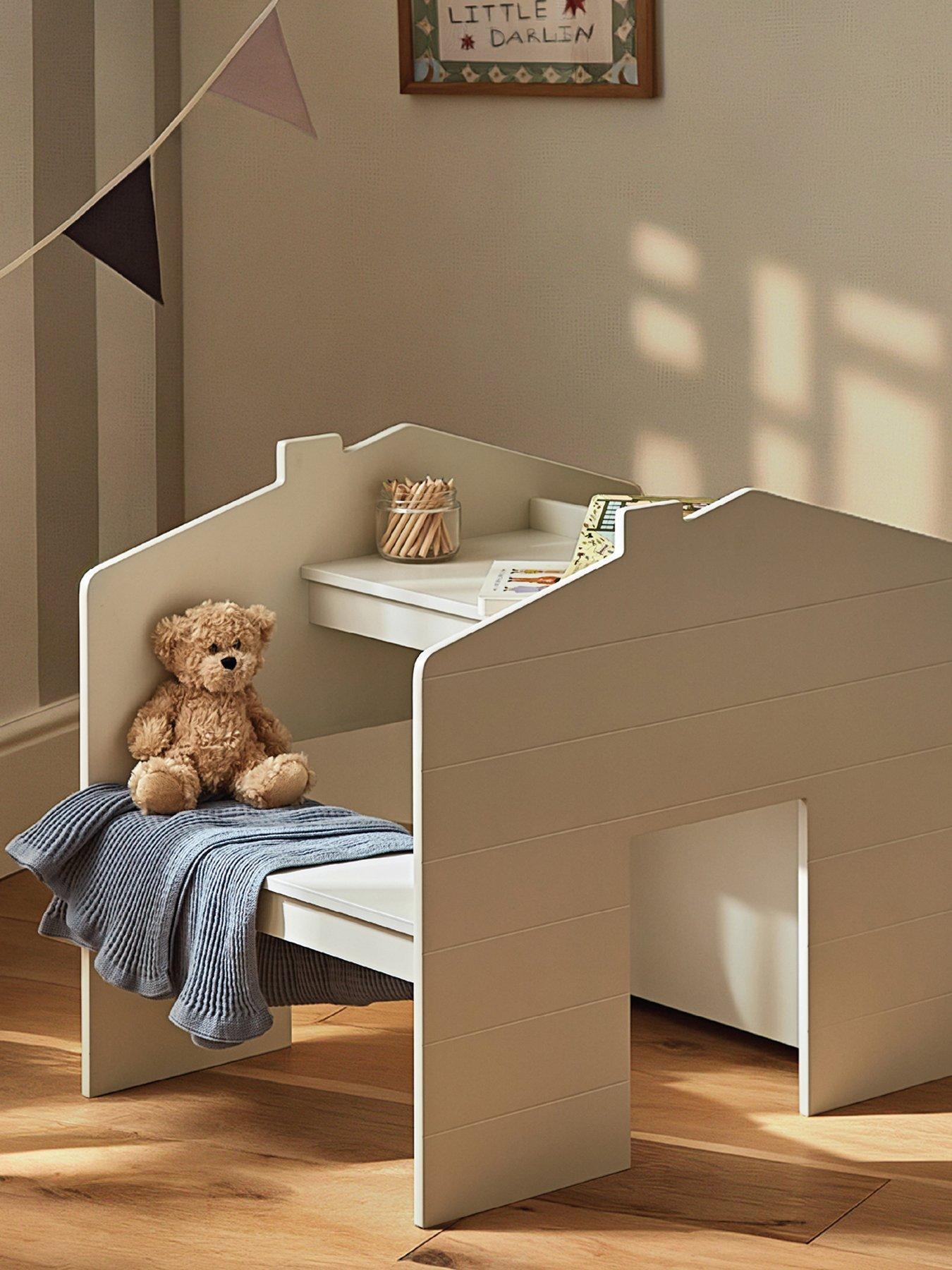  image of cuddleco-play-house-storage-desk-with-bench-pebble