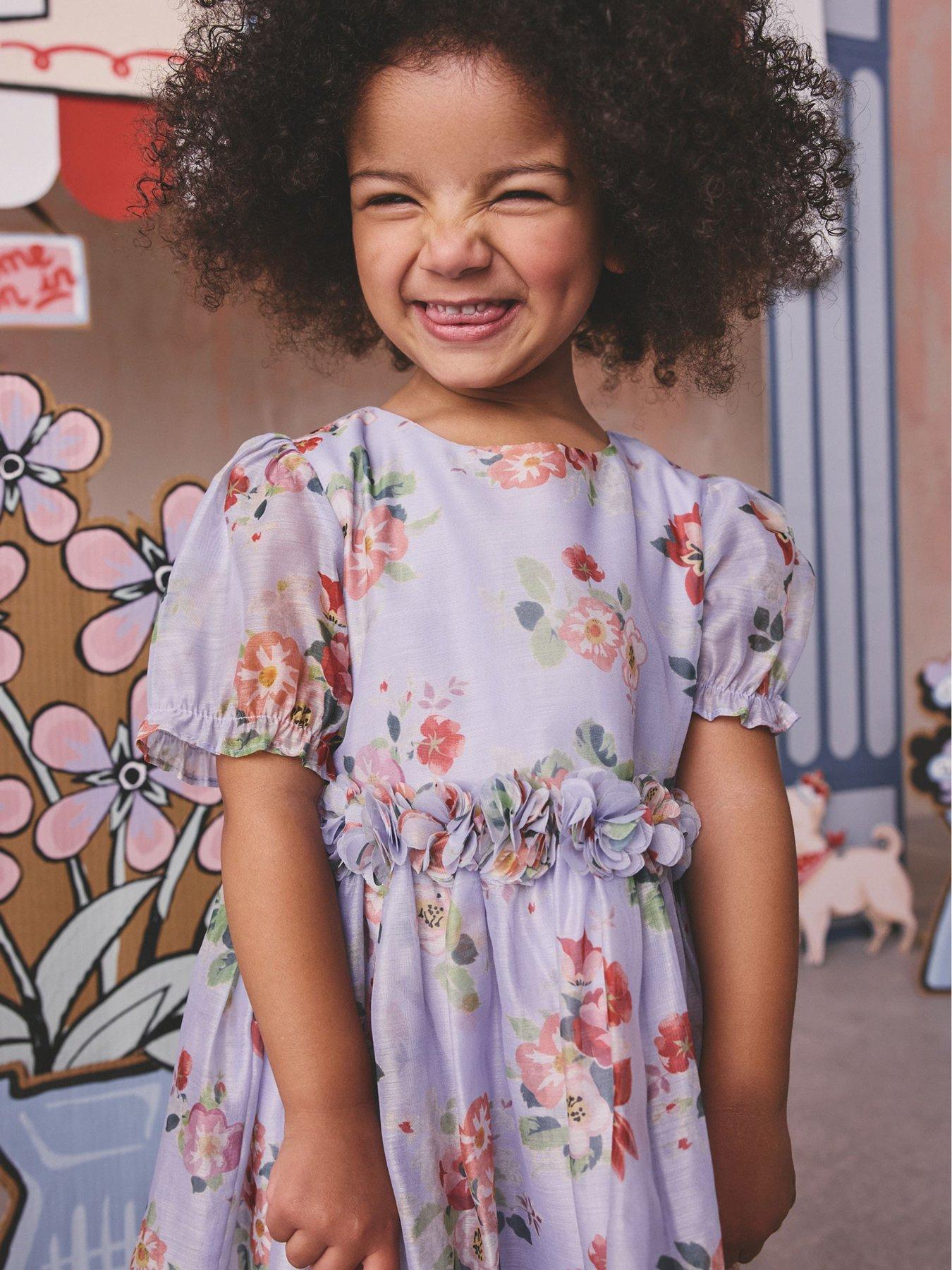 Cath Kidston Younger Girls Floral Corsage Occasion Dress - Purple |  Littlewoods