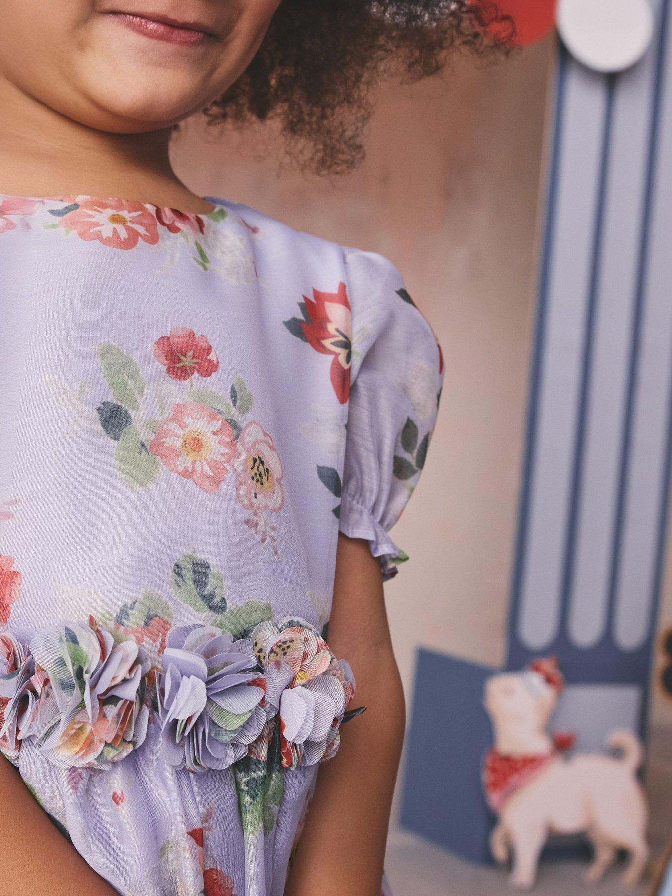 Cath Kidston Younger Girls Floral Corsage Occasion Dress - Purple |  Littlewoods
