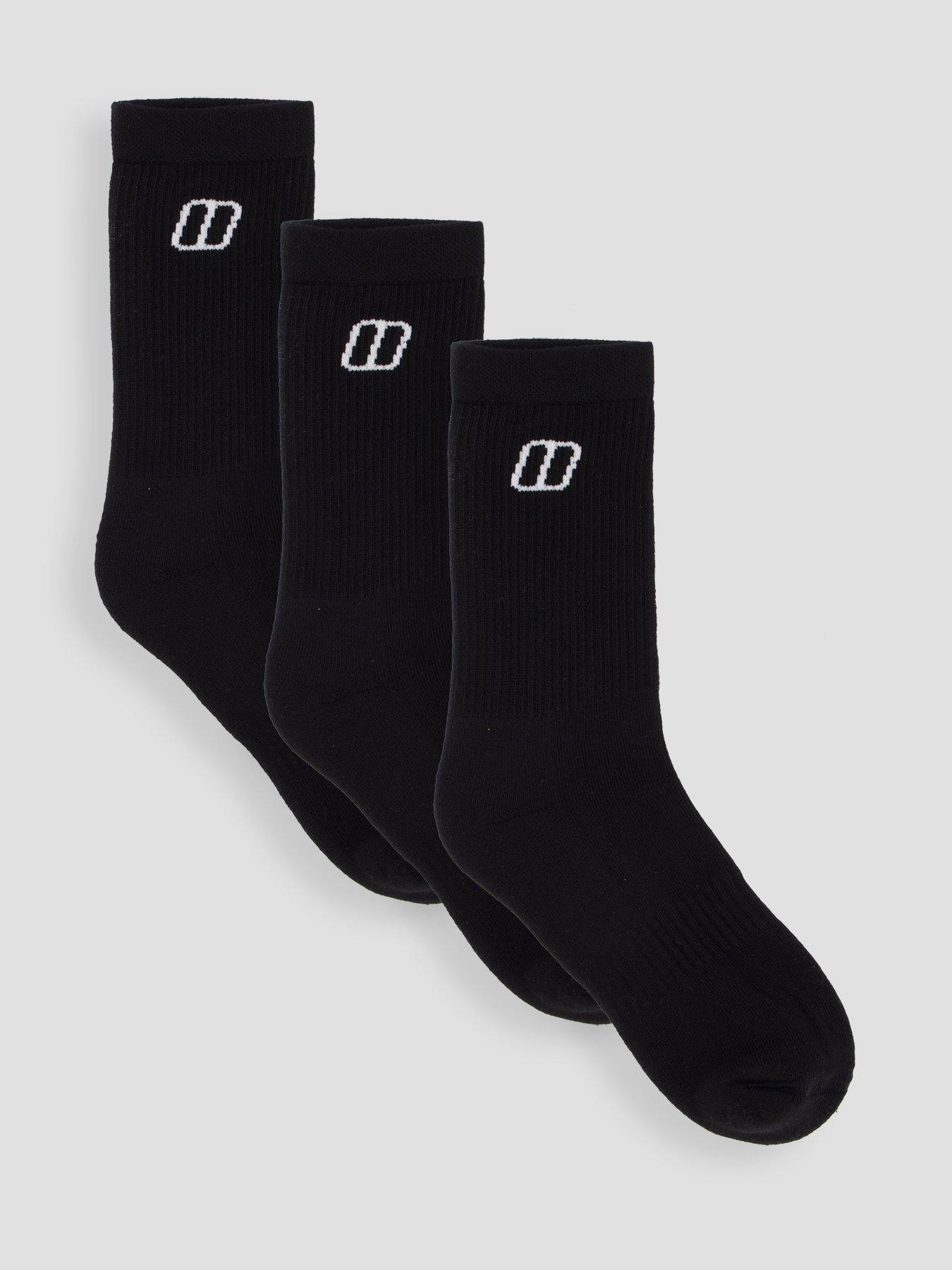 front image of berghaus-unisex-everyday-3-pack-socks-black