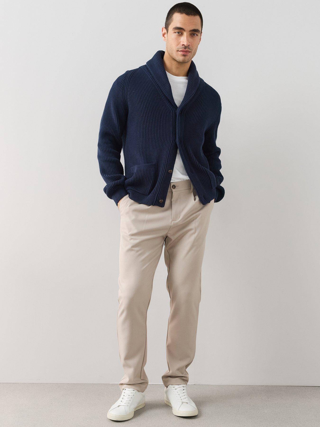 Image 3 of 7 of The Very Collection Premium Ribbed Knitted Cardigan - Navy