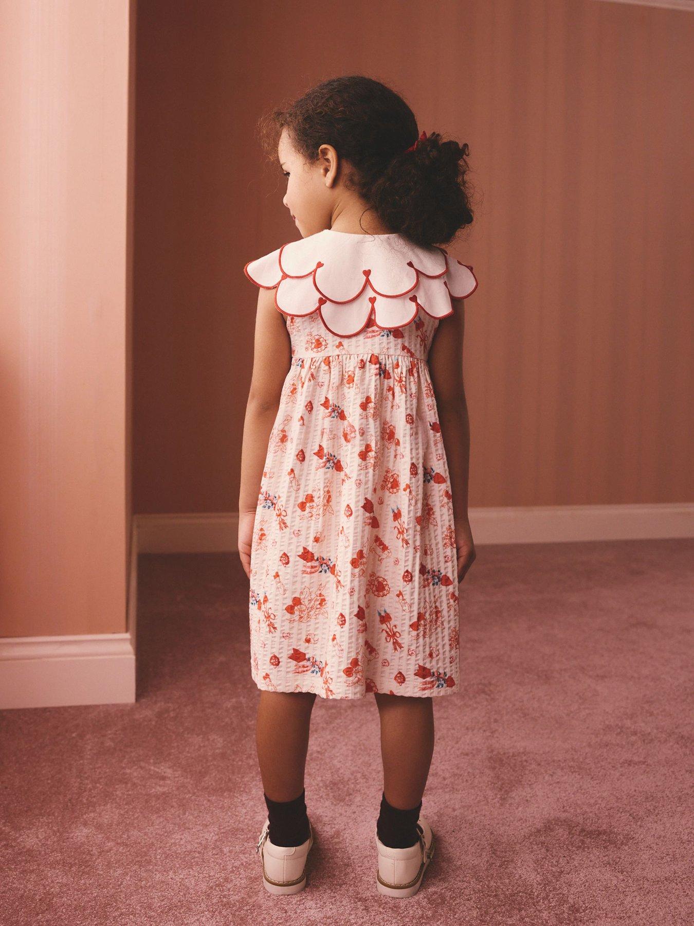 Image 2 of 7 of Cath Kidston Younger Girls Collared Heart Dress - Cream