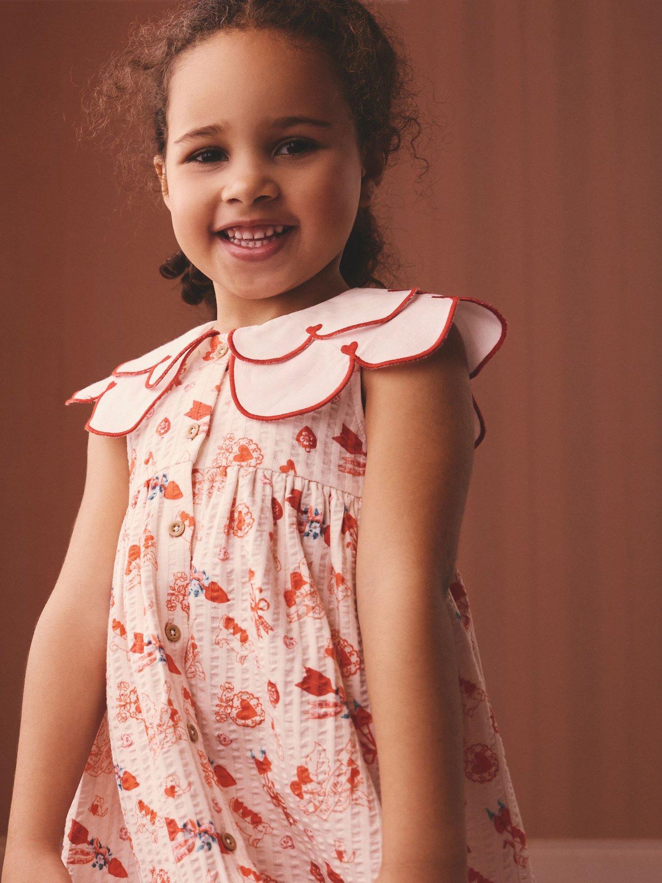 Image 3 of 7 of Cath Kidston Younger Girls Collared Heart Dress - Cream