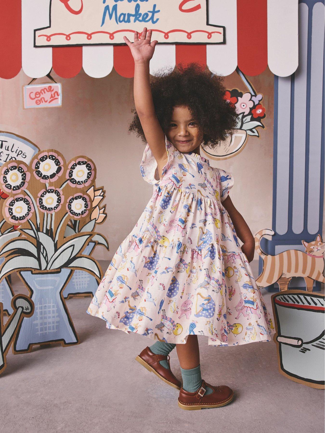 Cath Kidston Younger Girls Animal Tiered Dress - Cream