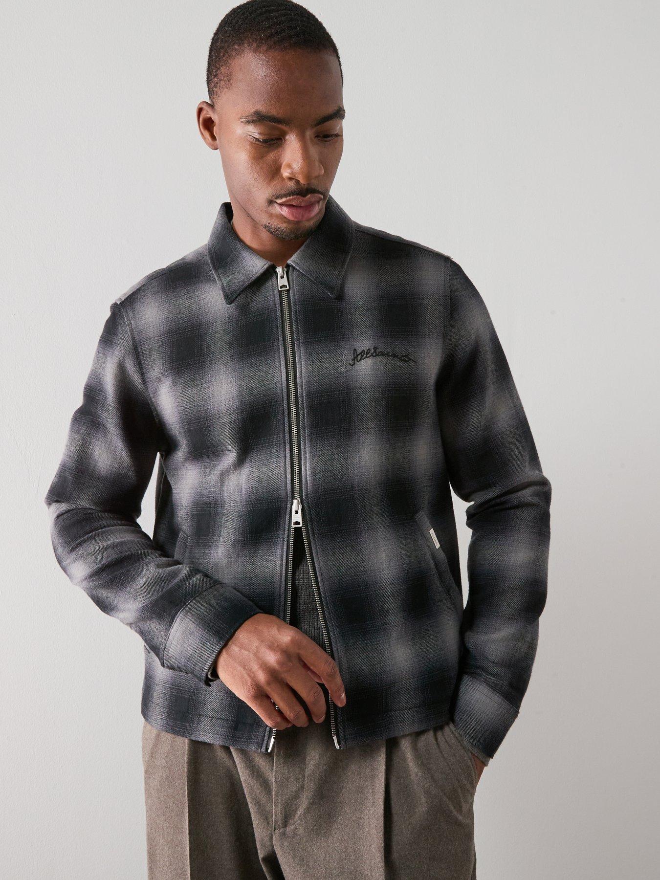  image of allsaints-kapi-long-sleeve-checked-jacket-dark-multi