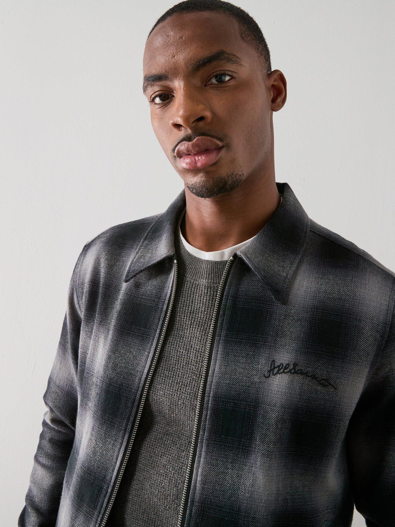  image of allsaints-kapi-long-sleeve-checked-jacket-dark-multi